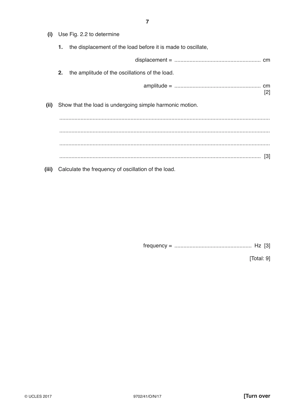 Cambridge A Level Physics 9702 2017 Oct/Nov Paper 4 · Variant 1 question paper, page 7 of 24