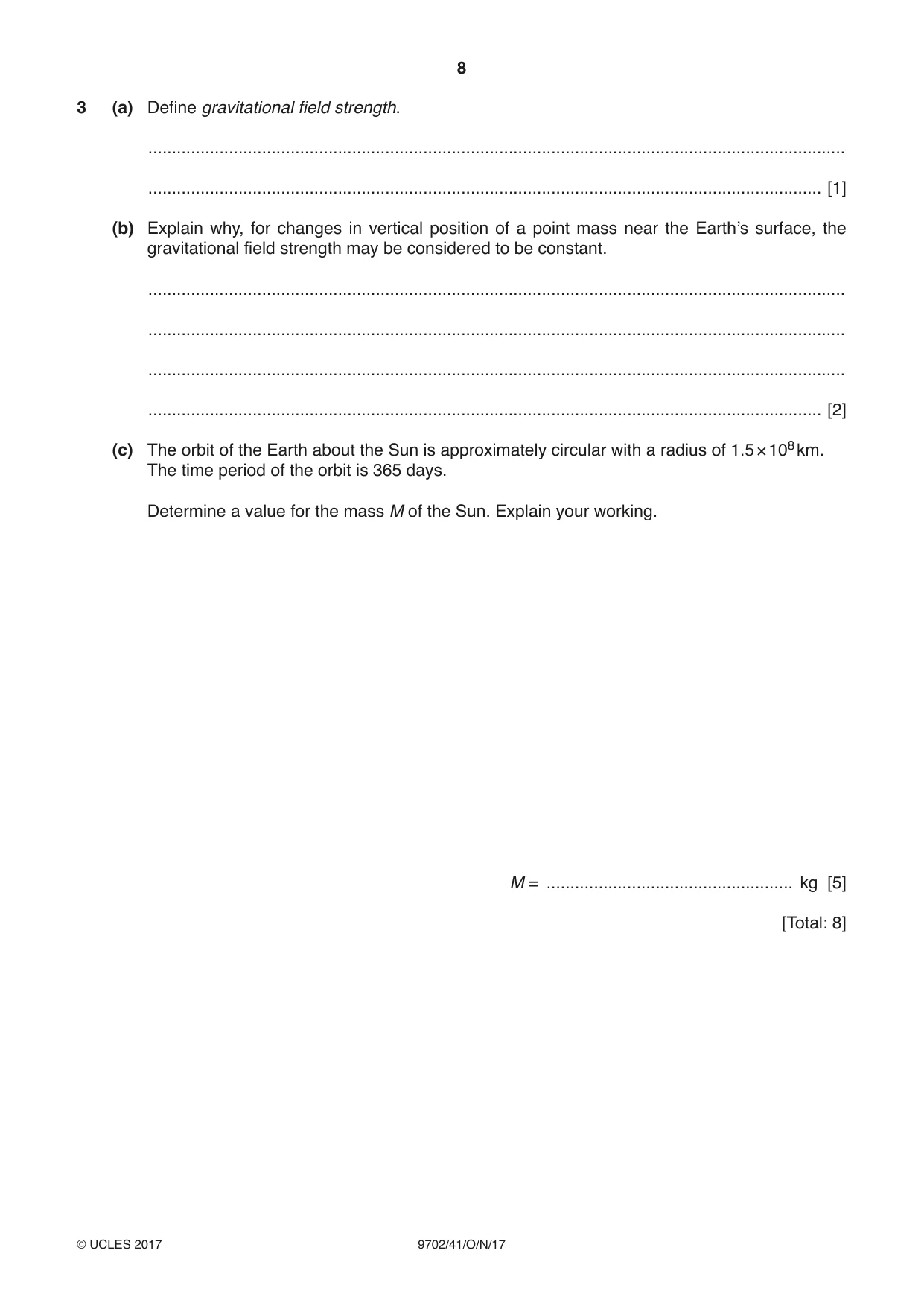 Cambridge A Level Physics 9702 2017 Oct/Nov Paper 4 · Variant 1 question paper, page 8 of 24