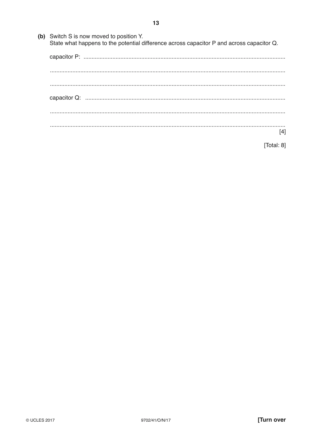 Cambridge A Level Physics 9702 2017 Oct/Nov Paper 4 · Variant 1 question paper, page 13 of 24
