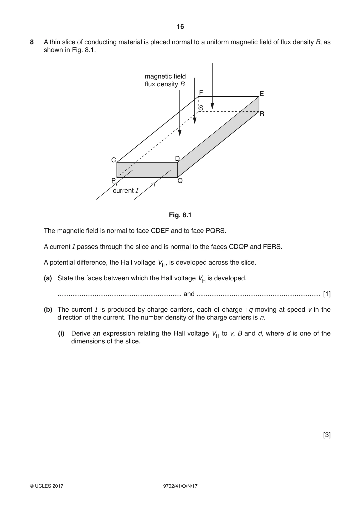 Cambridge A Level Physics 9702 2017 Oct/Nov Paper 4 · Variant 1 question paper, page 16 of 24