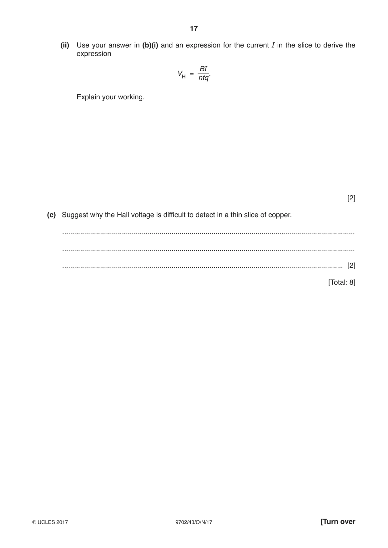 Cambridge A Level Physics 9702 2017 Oct/Nov Paper 4 · Variant 3 question paper, page 17 of 24
