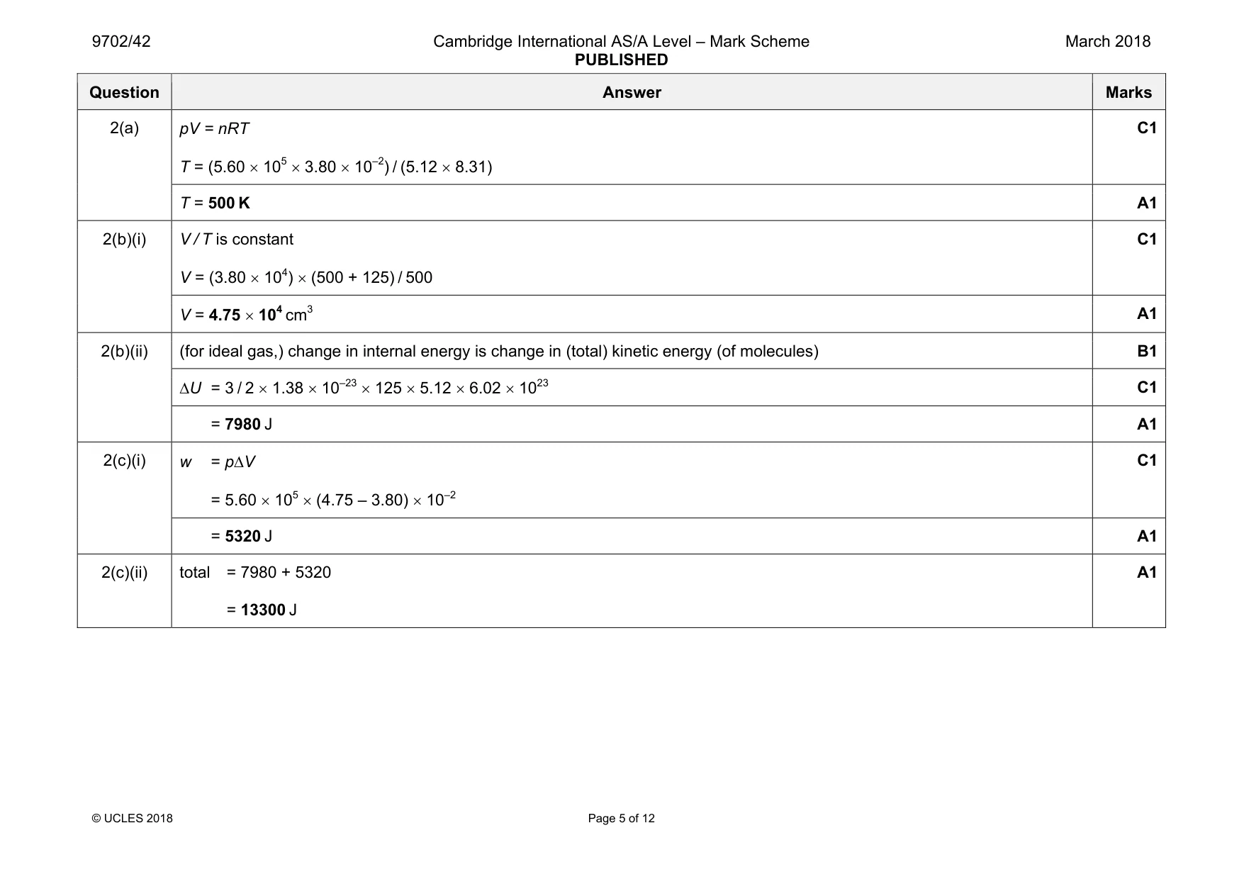 Mark scheme, page 5 of 12
