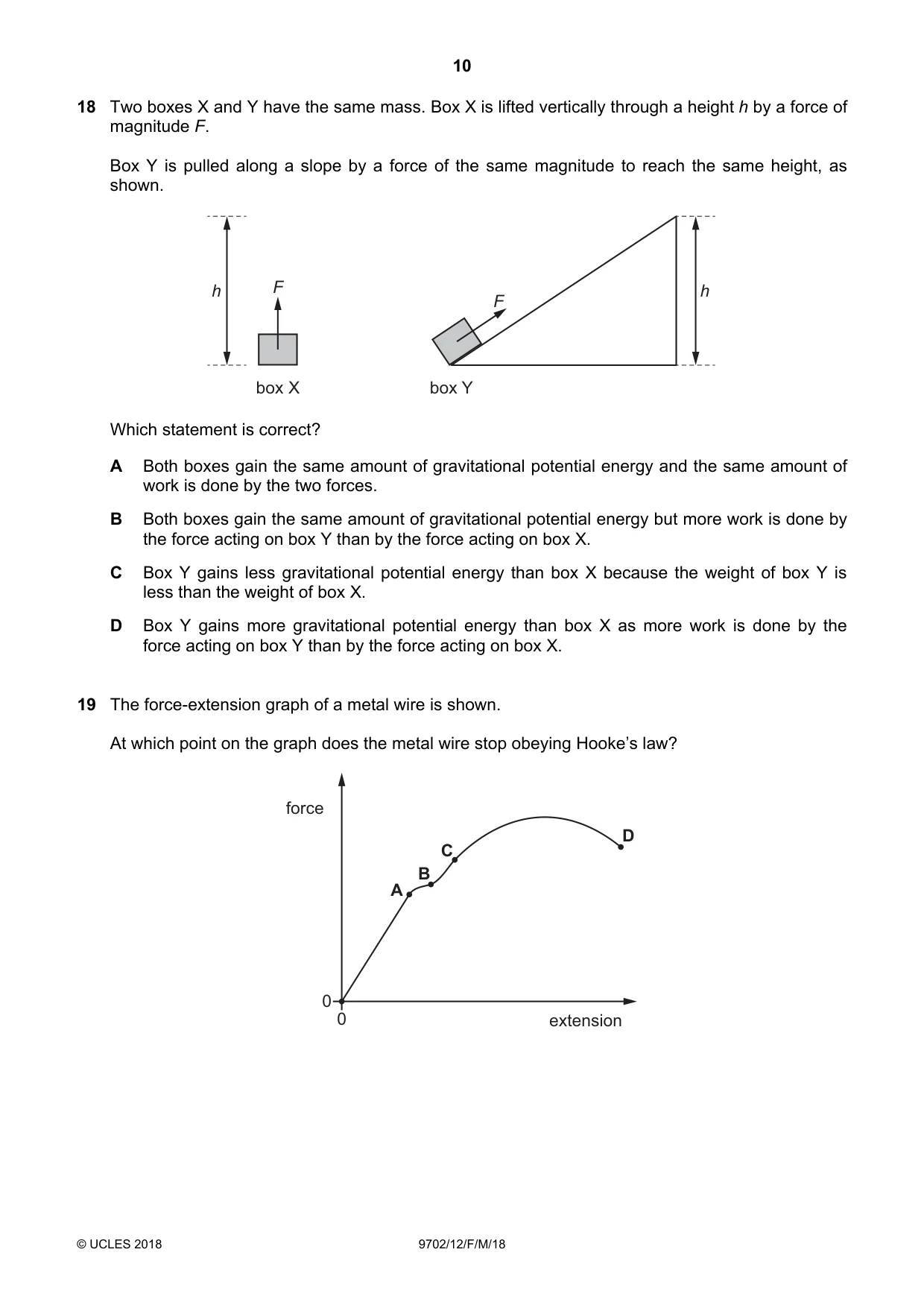 Cambridge A Level Physics 9702 2018 Feb/March Paper 1 · Variant 2 question paper, page 10 of 20