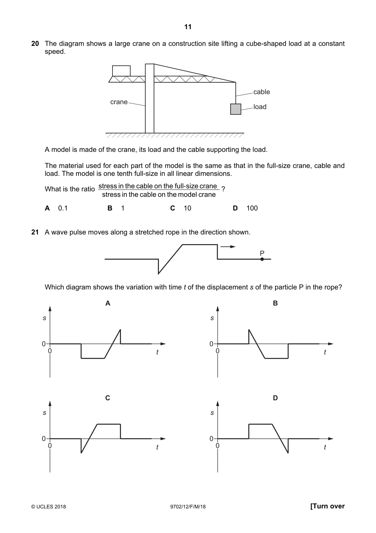 Cambridge A Level Physics 9702 2018 Feb/March Paper 1 · Variant 2 question paper, page 11 of 20