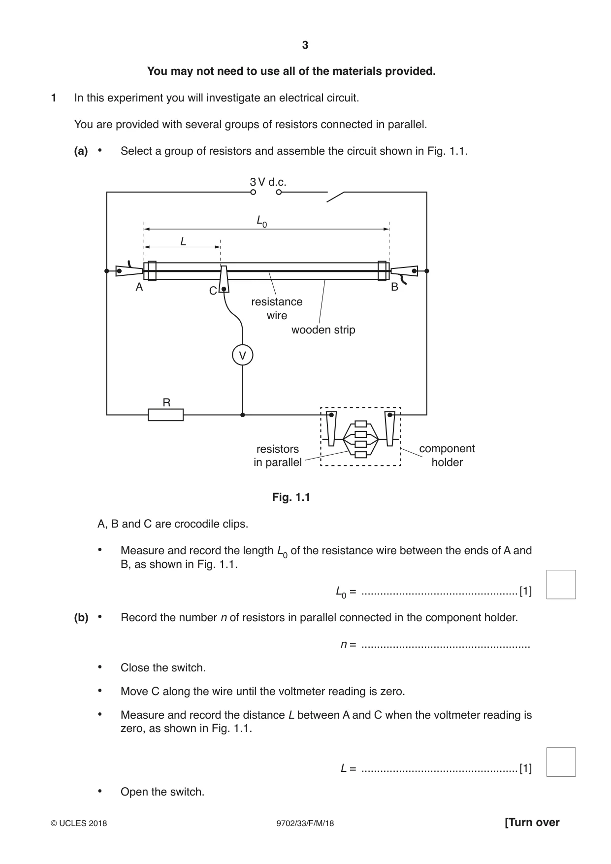 Cambridge A Level Physics 9702 2018 Feb/March Paper 3 · Variant 3 question paper, page 3 of 12