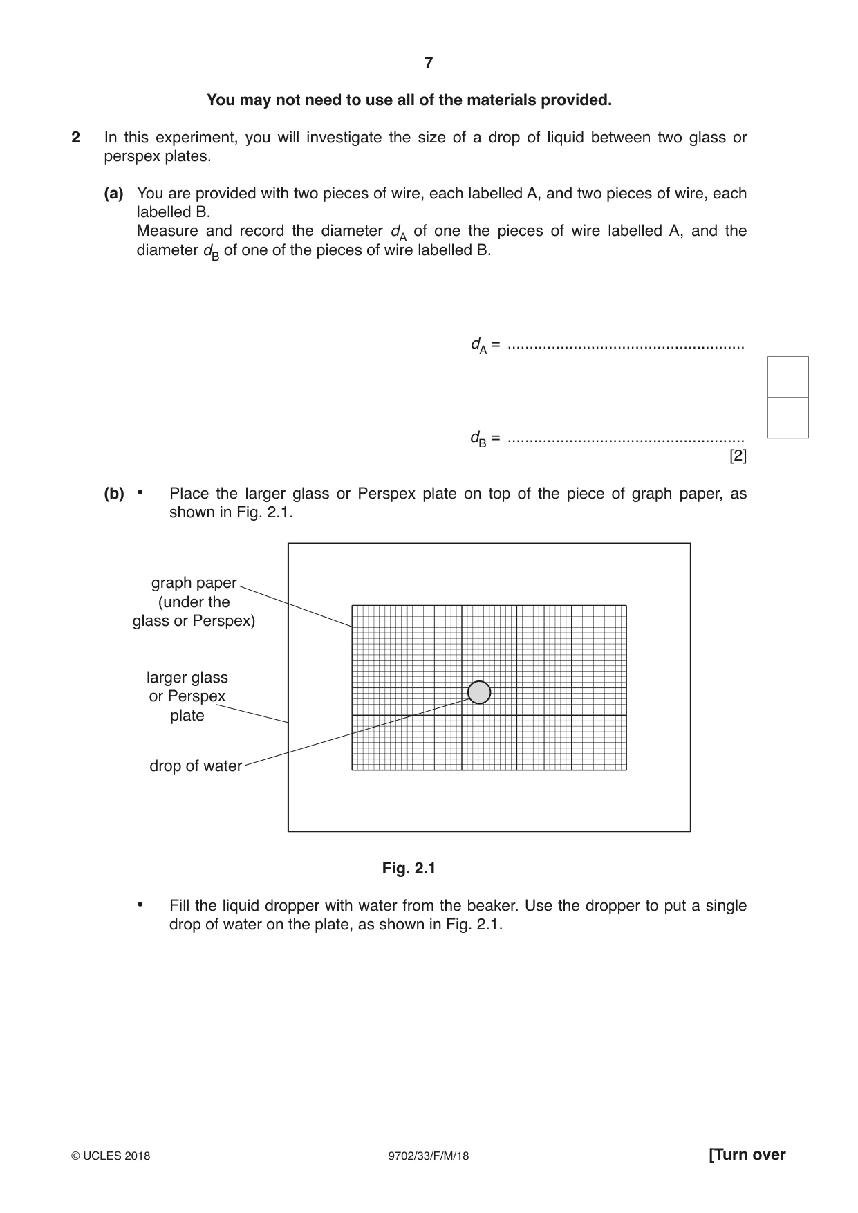 Cambridge A Level Physics 9702 2018 Feb/March Paper 3 · Variant 3 question paper, page 7 of 12