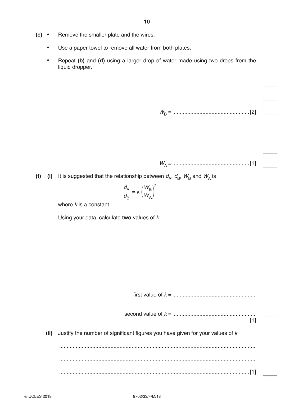 Cambridge A Level Physics 9702 2018 Feb/March Paper 3 · Variant 3 question paper, page 10 of 12