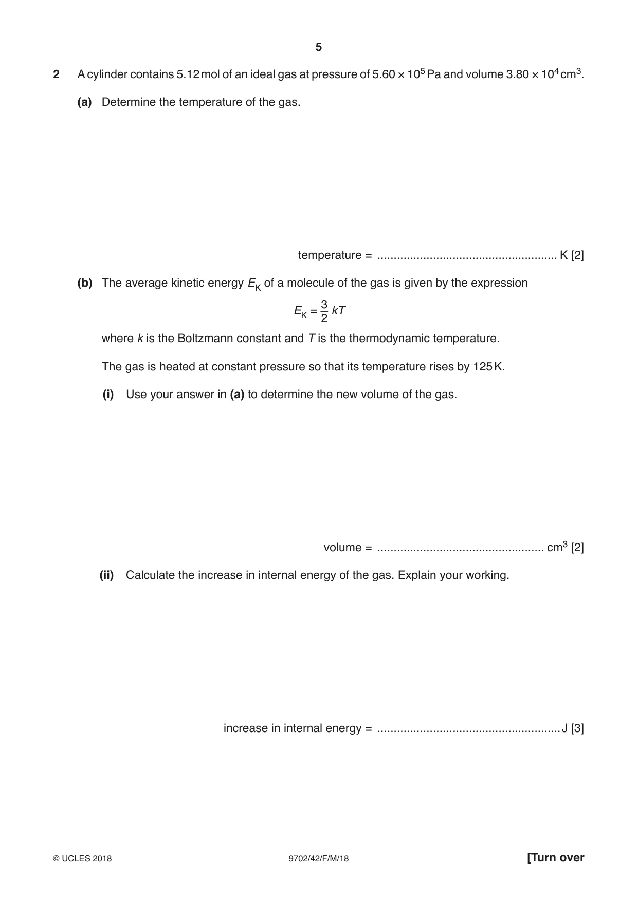 Cambridge A Level Physics 9702 2018 Feb/March Paper 4 · Variant 2 question paper, page 5 of 28