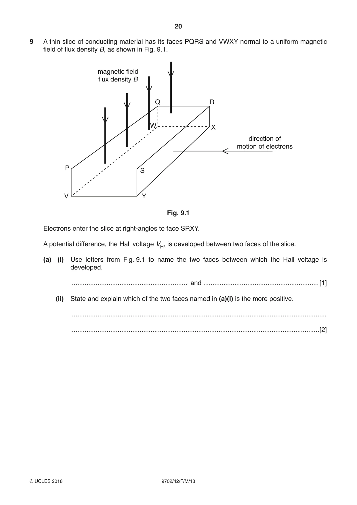 Cambridge A Level Physics 9702 2018 Feb/March Paper 4 · Variant 2 question paper, page 20 of 28