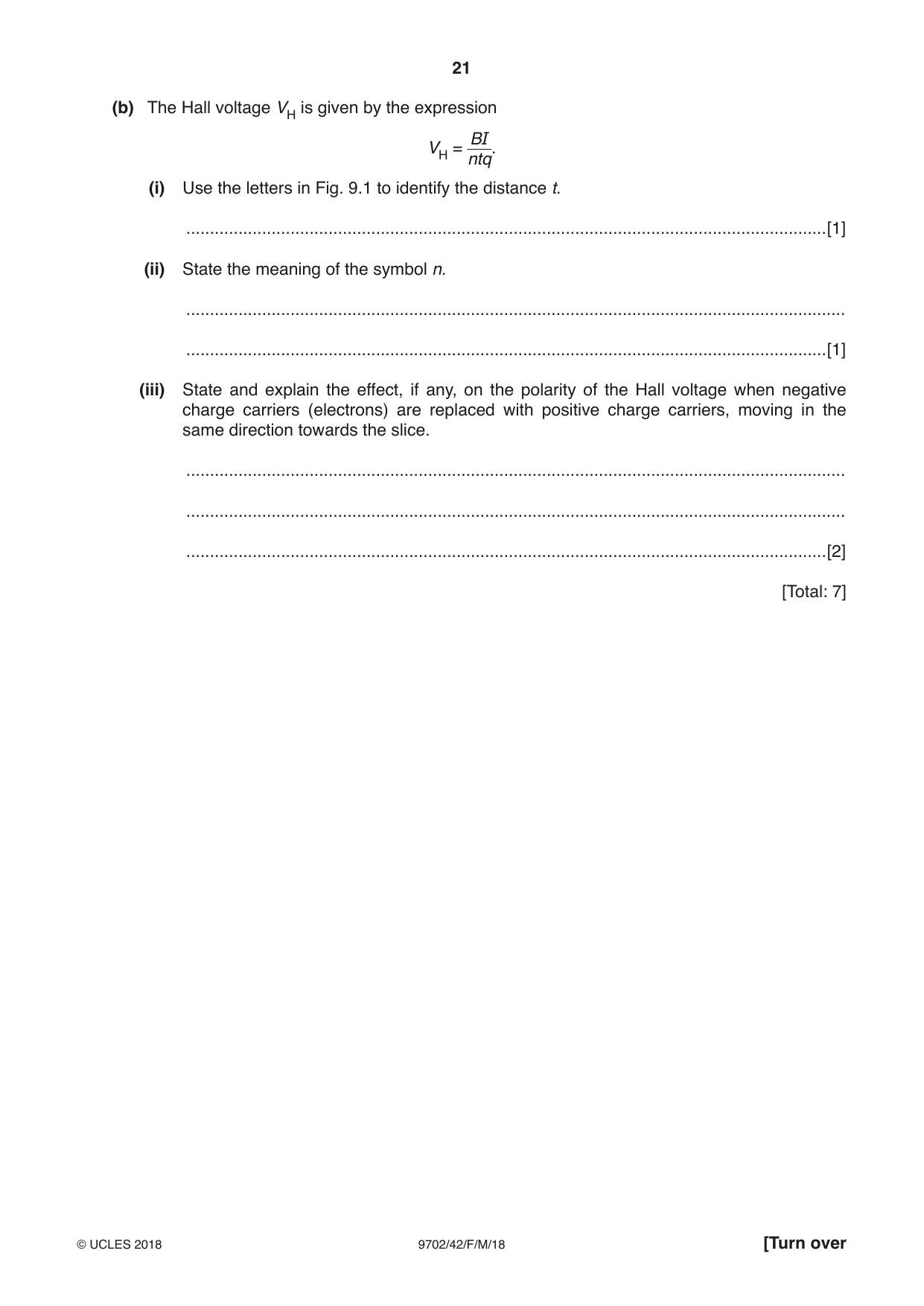 Cambridge A Level Physics 9702 2018 Feb/March Paper 4 · Variant 2 question paper, page 21 of 28