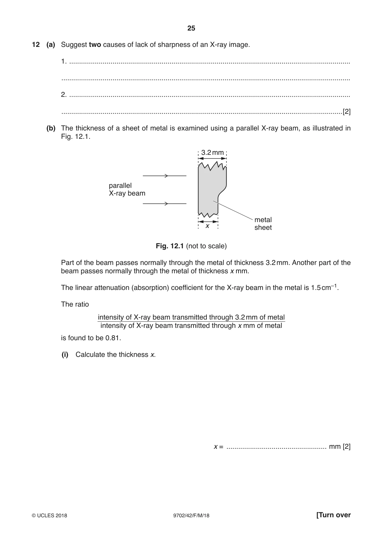 Cambridge A Level Physics 9702 2018 Feb/March Paper 4 · Variant 2 question paper, page 25 of 28