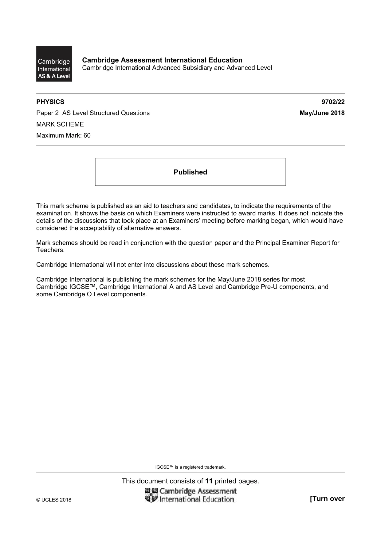Mark scheme, page 1 of 11