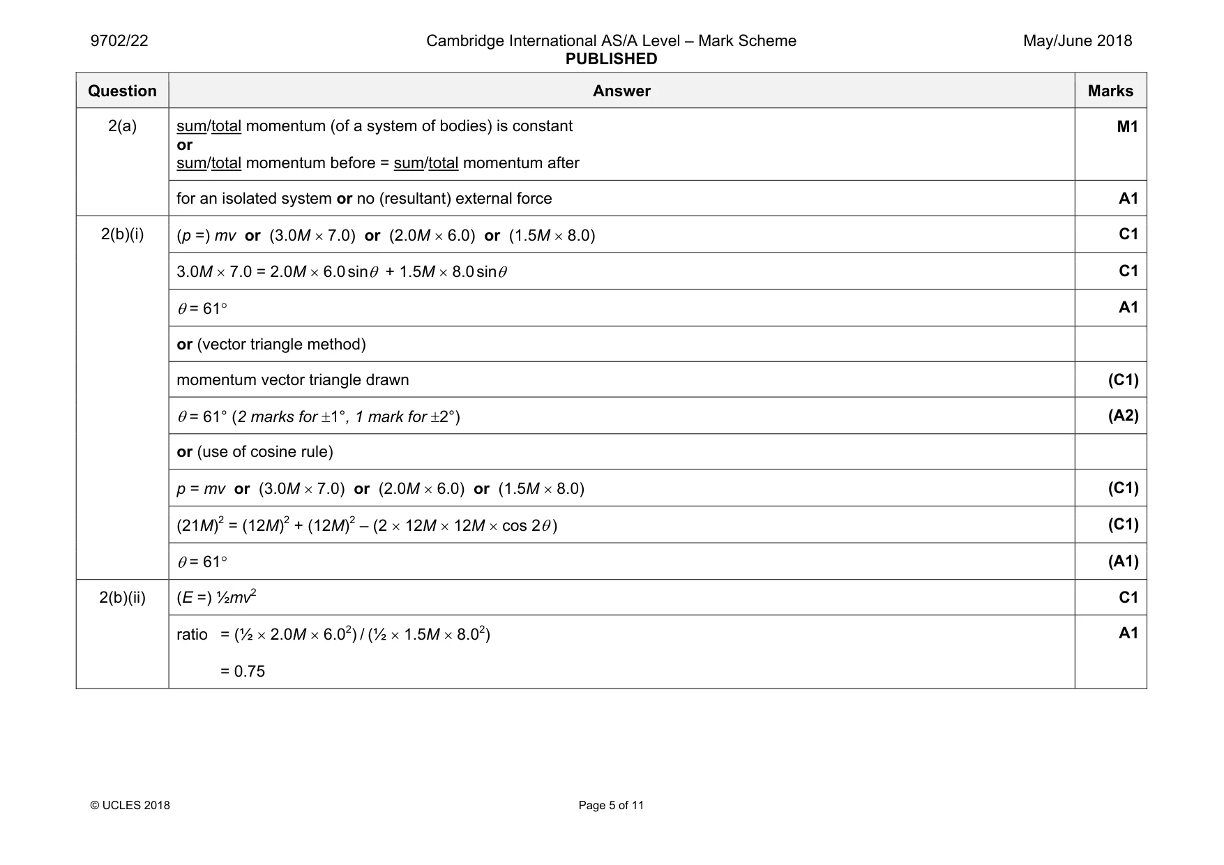 Mark scheme, page 5 of 11