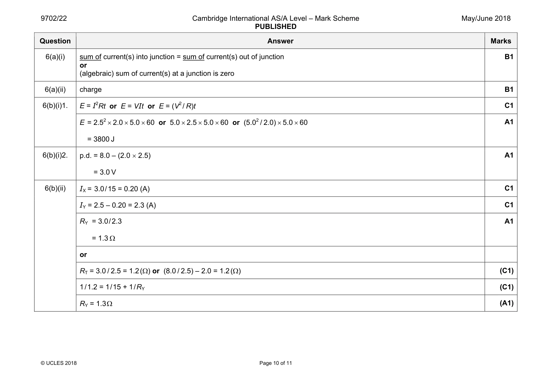 Mark scheme, page 10 of 11