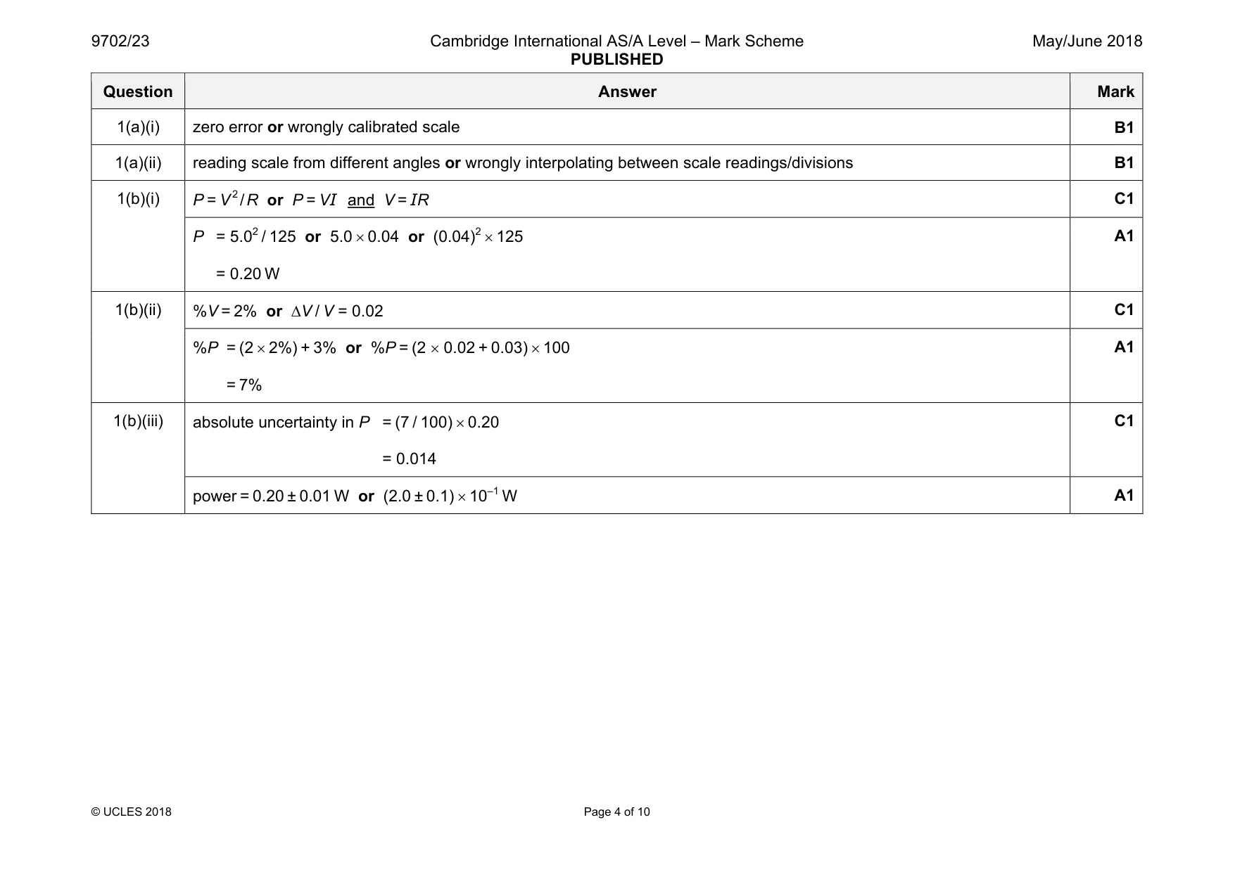 Mark scheme, page 4 of 10