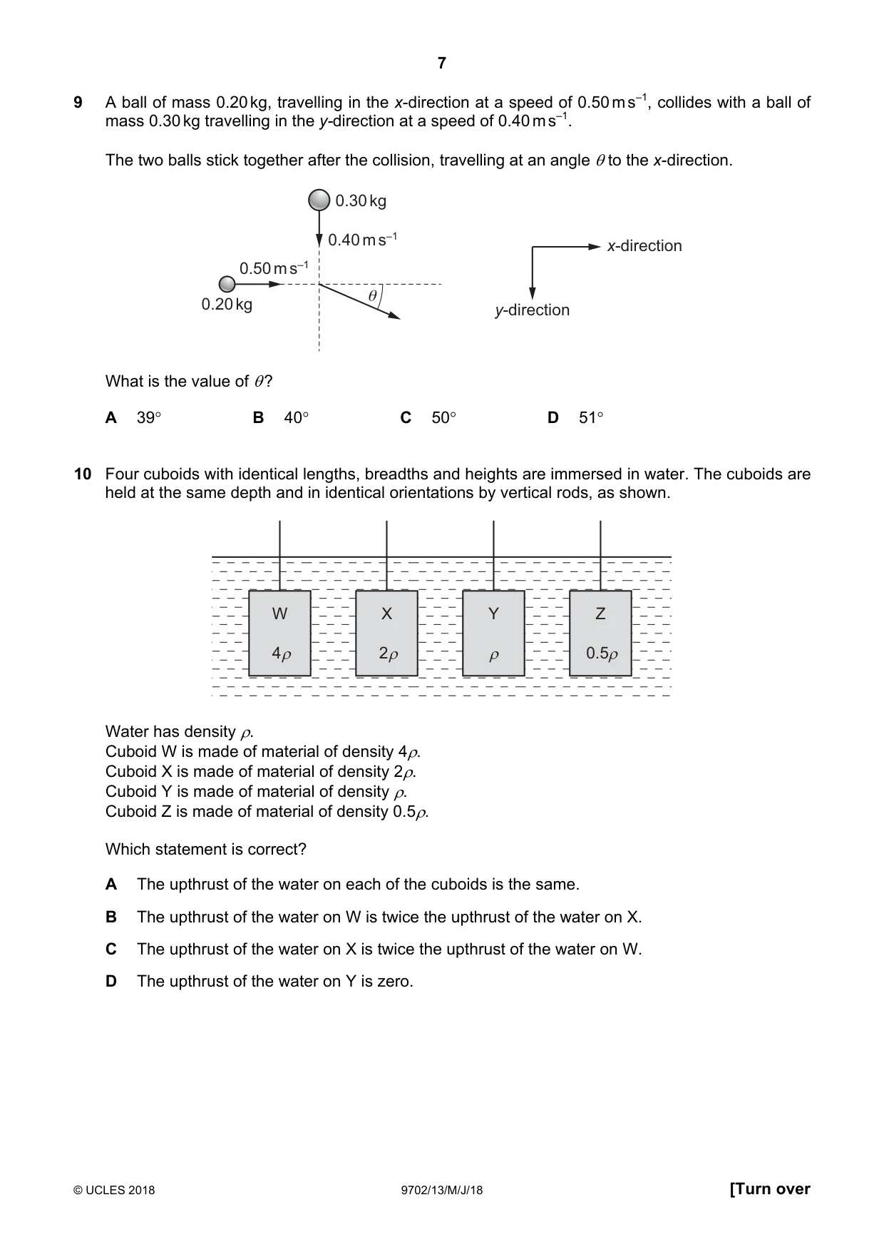 Cambridge A Level Physics 9702 2018 May/June Paper 1 · Variant 3 question paper, page 7 of 20