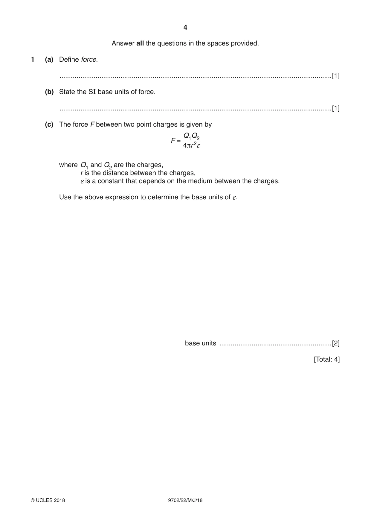 Cambridge A Level Physics 9702 2018 May/June Paper 2 · Variant 2 question paper, page 4 of 16