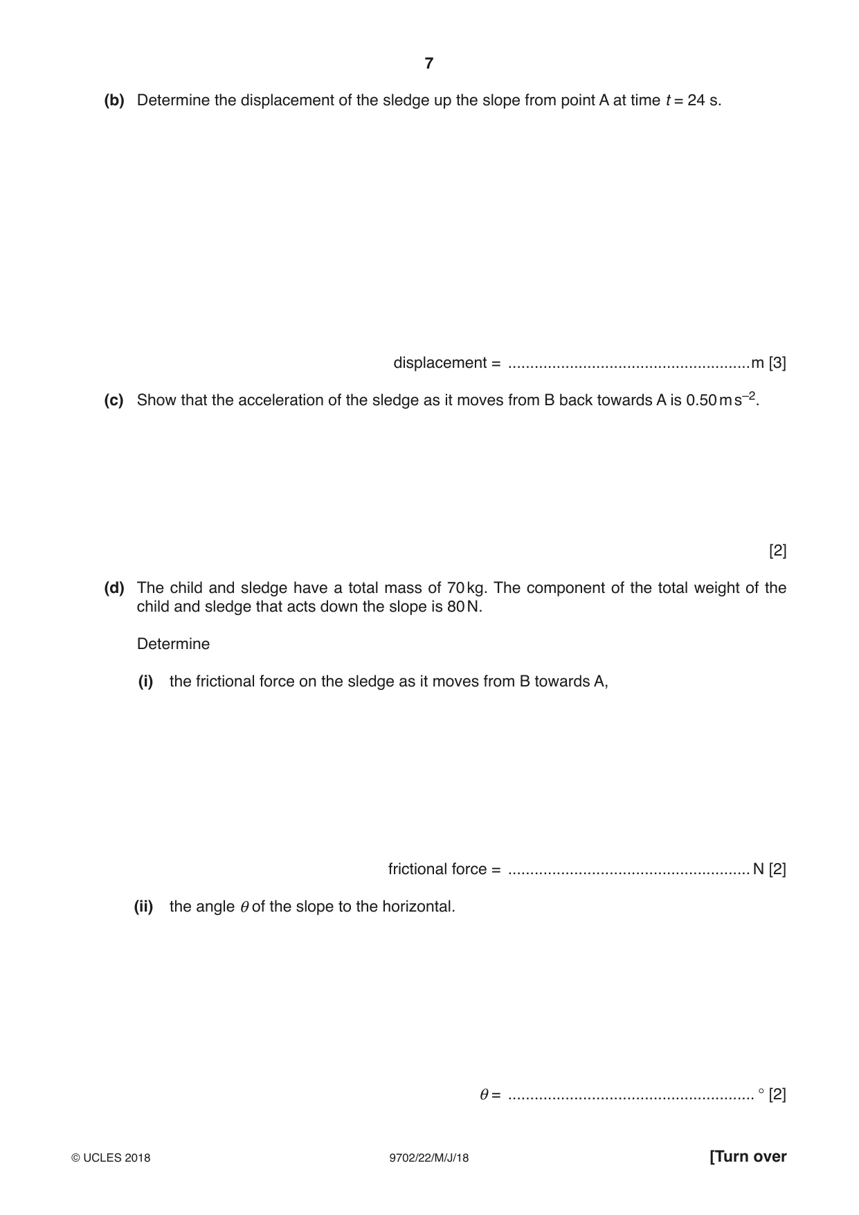 Cambridge A Level Physics 9702 2018 May/June Paper 2 · Variant 2 question paper, page 7 of 16