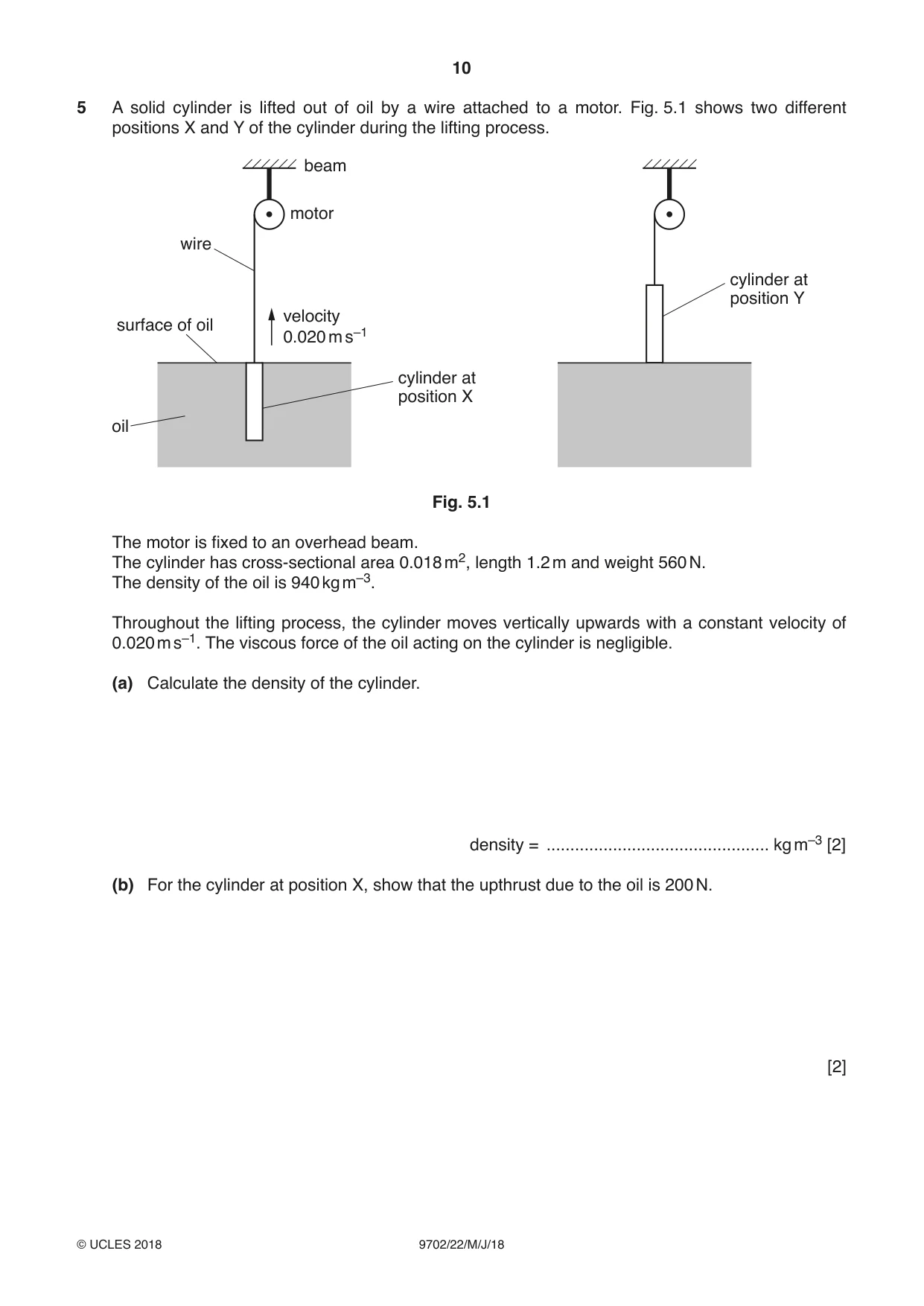 Cambridge A Level Physics 9702 2018 May/June Paper 2 · Variant 2 question paper, page 10 of 16