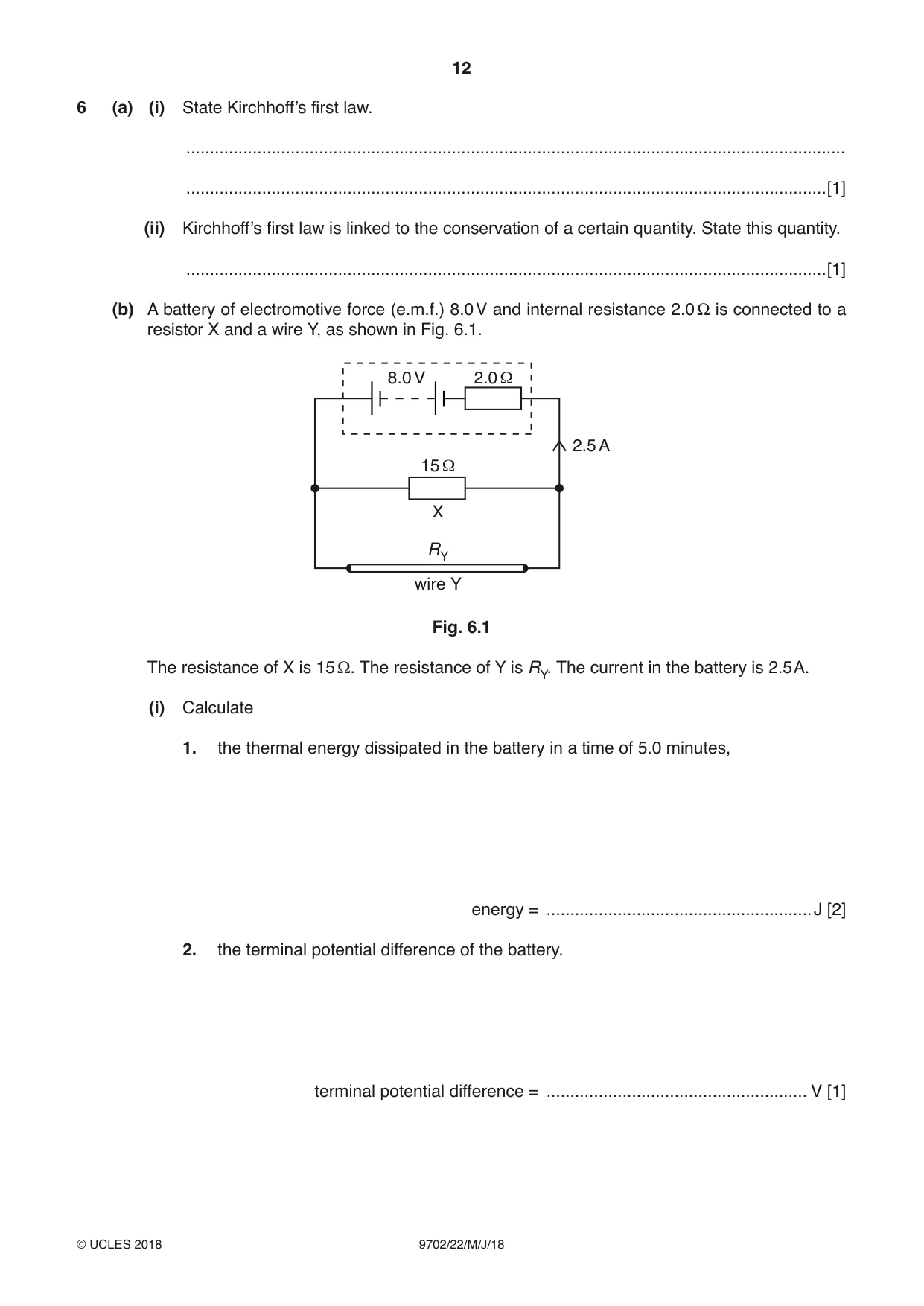 Cambridge A Level Physics 9702 2018 May/June Paper 2 · Variant 2 question paper, page 12 of 16