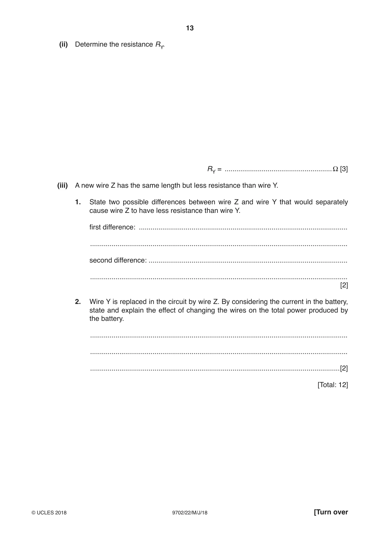 Cambridge A Level Physics 9702 2018 May/June Paper 2 · Variant 2 question paper, page 13 of 16