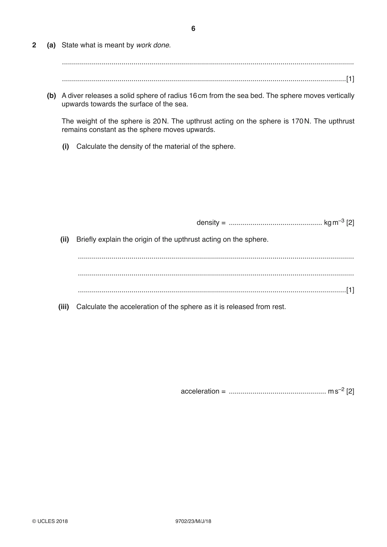 Cambridge A Level Physics 9702 2018 May/June Paper 2 · Variant 3 question paper, page 6 of 16
