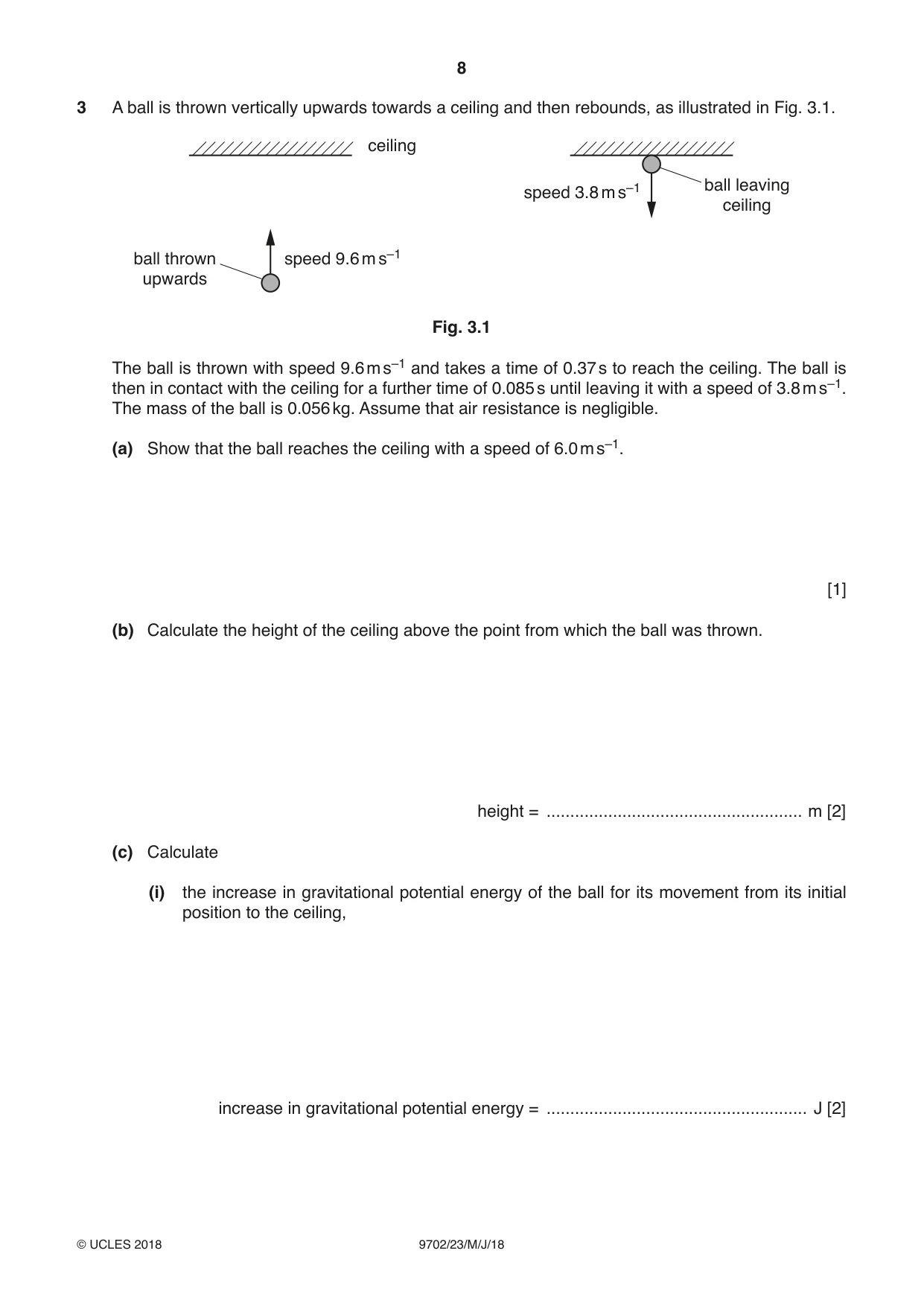 Cambridge A Level Physics 9702 2018 May/June Paper 2 · Variant 3 question paper, page 8 of 16