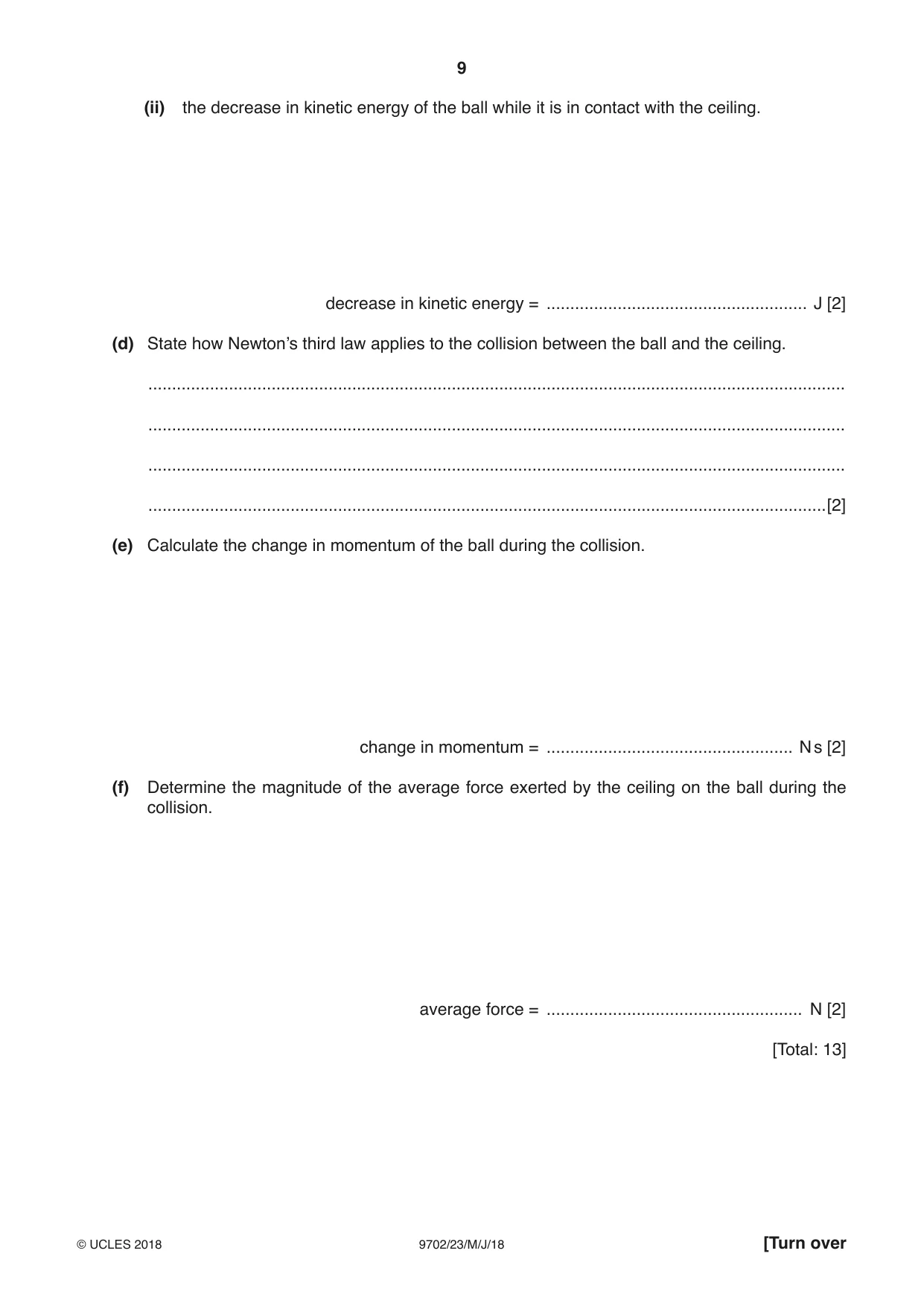 Cambridge A Level Physics 9702 2018 May/June Paper 2 · Variant 3 question paper, page 9 of 16