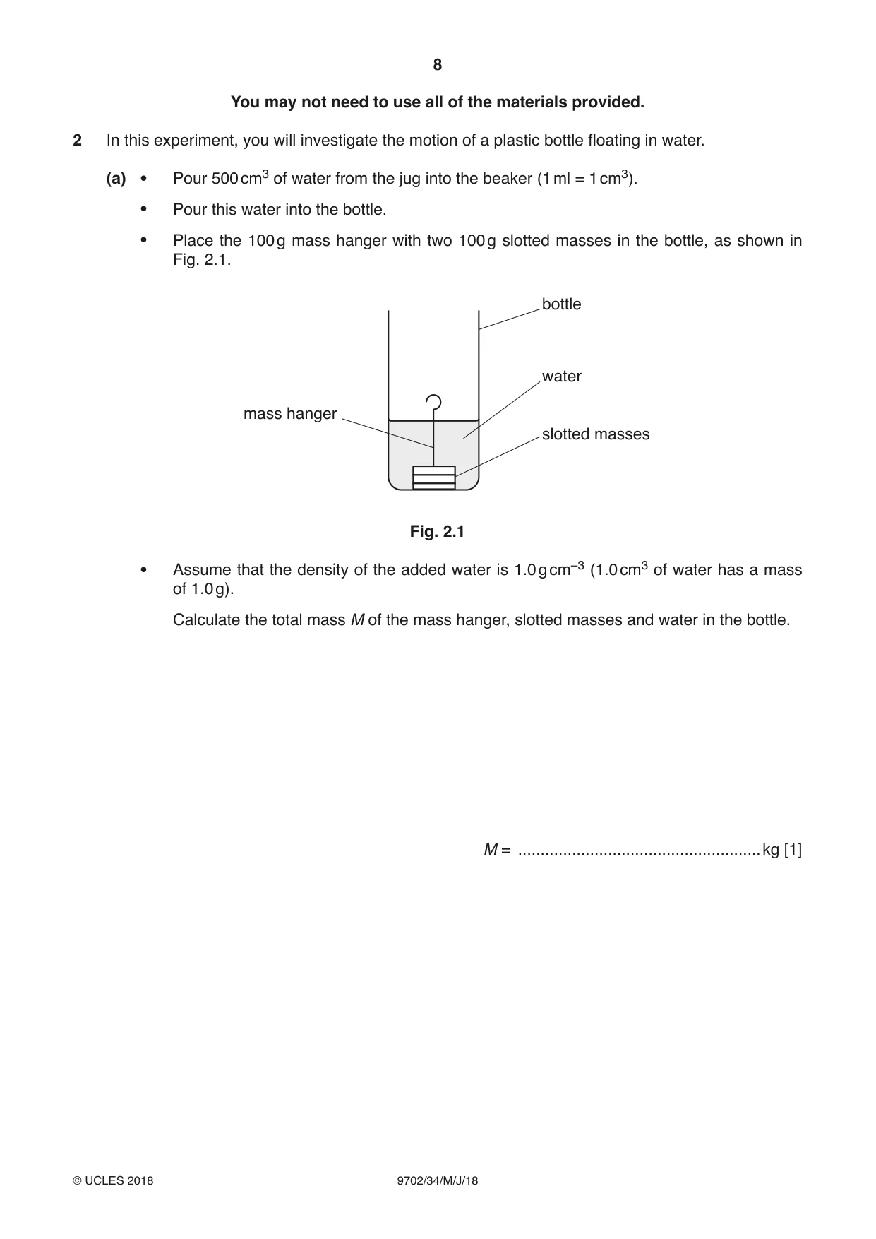 Cambridge A Level Physics 9702 2018 May/June Paper 3 · Variant 4 question paper, page 8 of 12