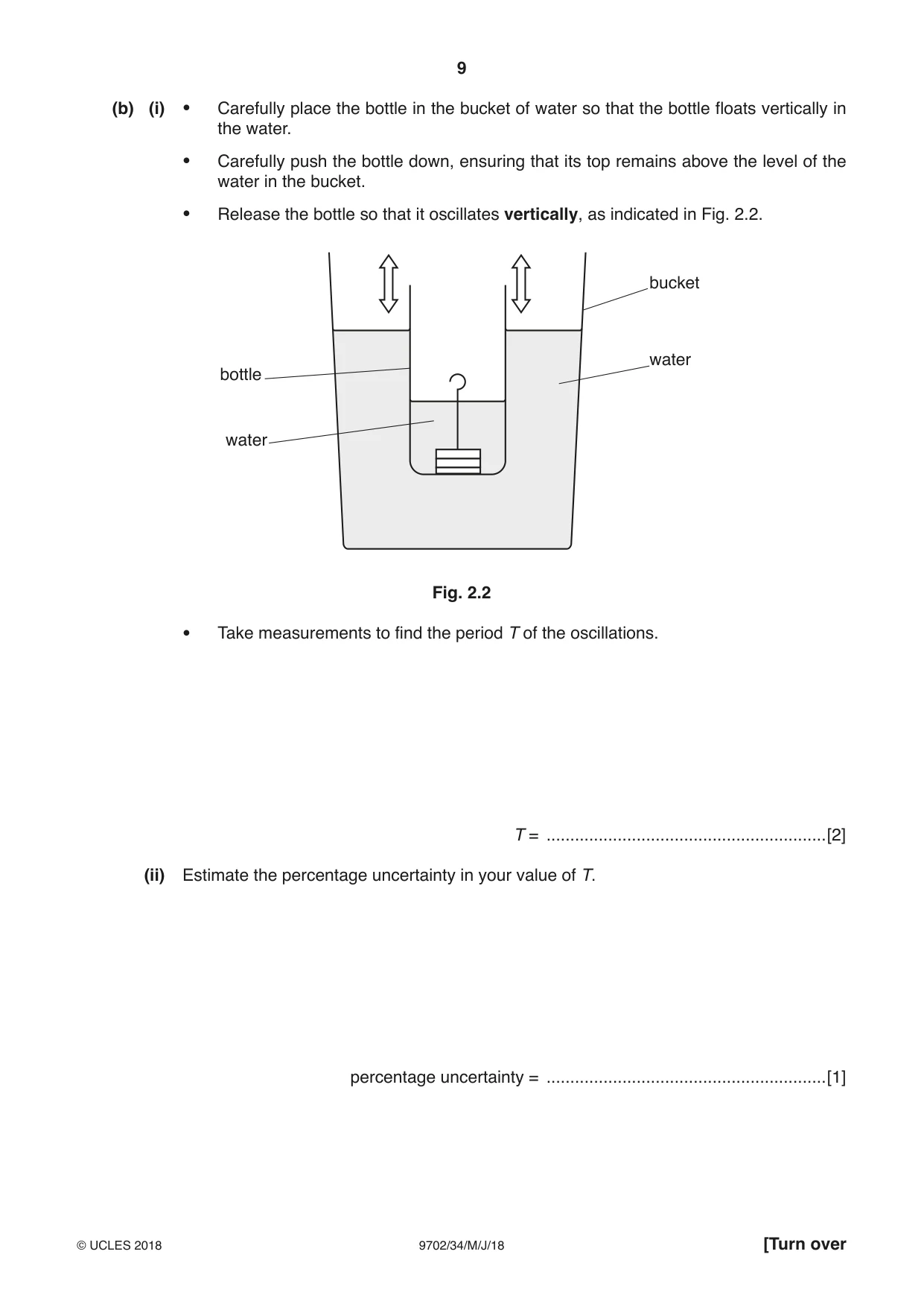 Cambridge A Level Physics 9702 2018 May/June Paper 3 · Variant 4 question paper, page 9 of 12