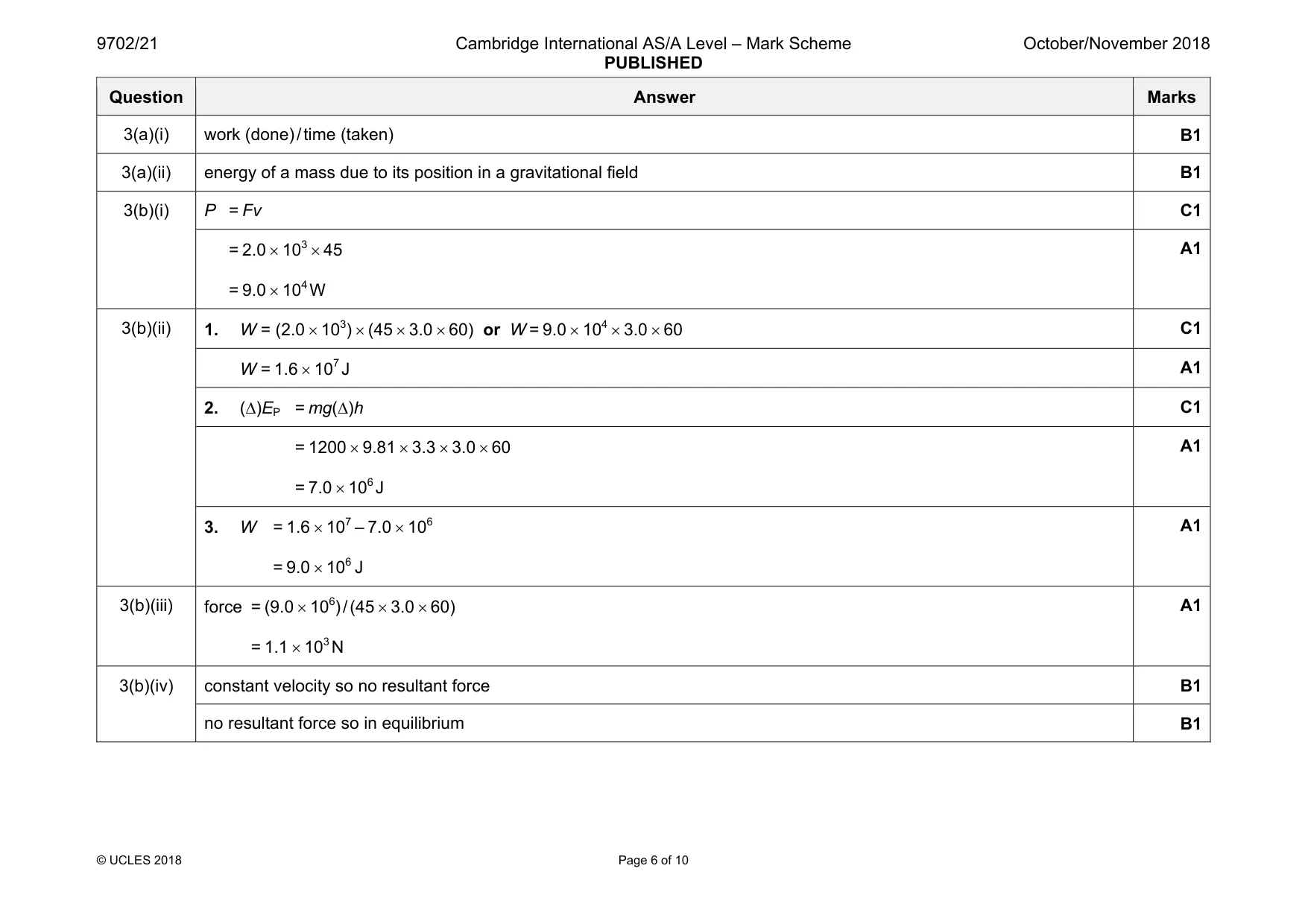 Mark scheme, page 6 of 10
