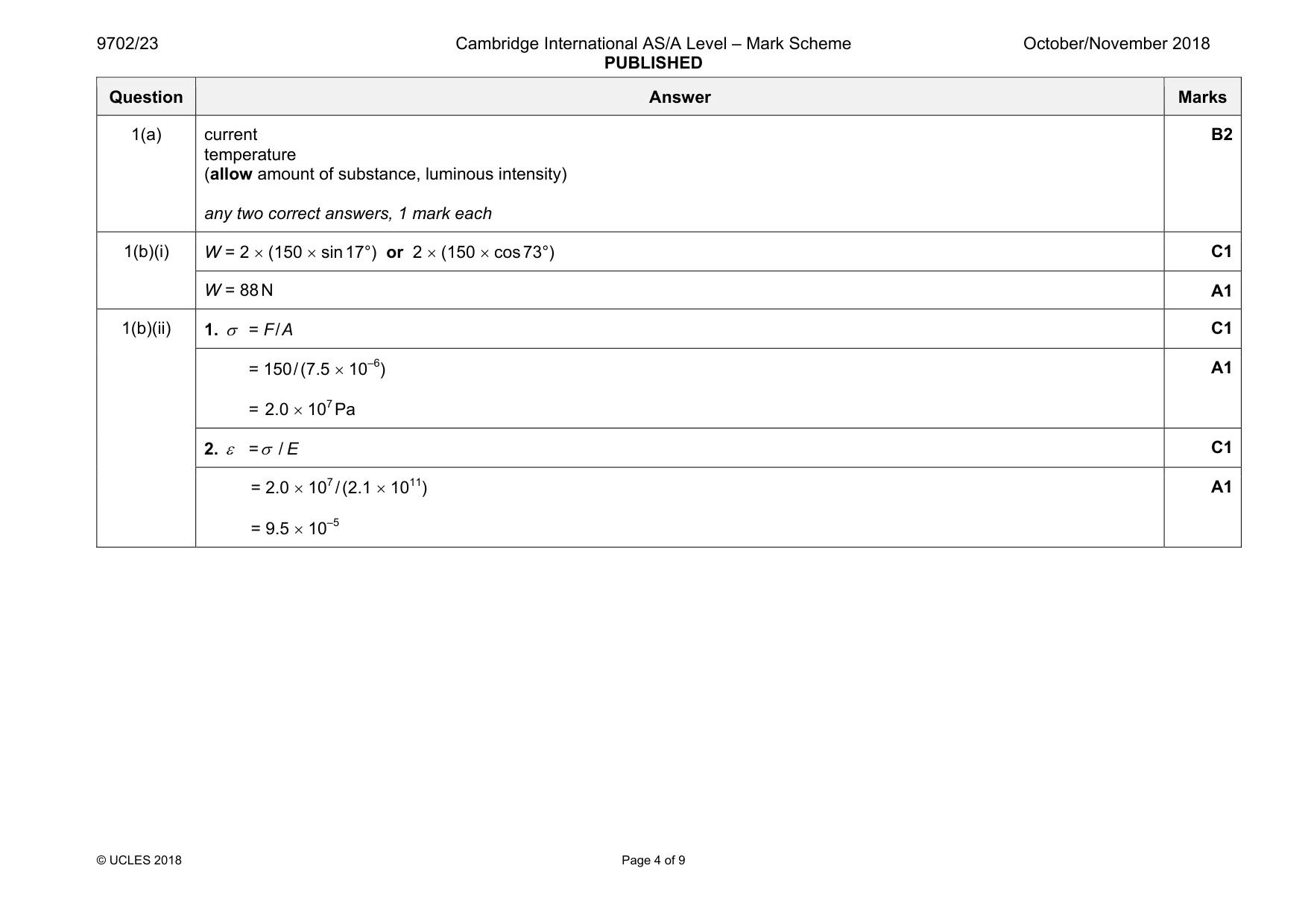 Mark scheme, page 4 of 9