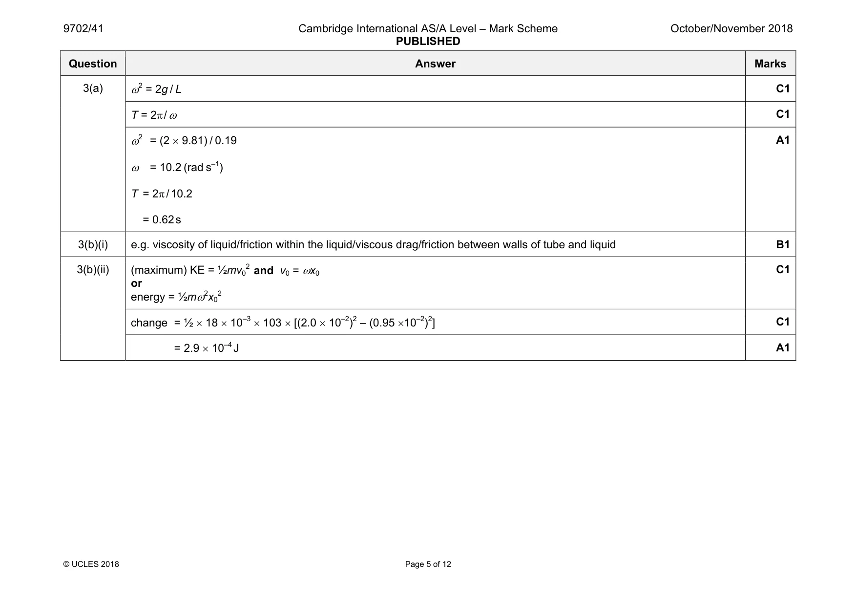 Mark scheme, page 5 of 12