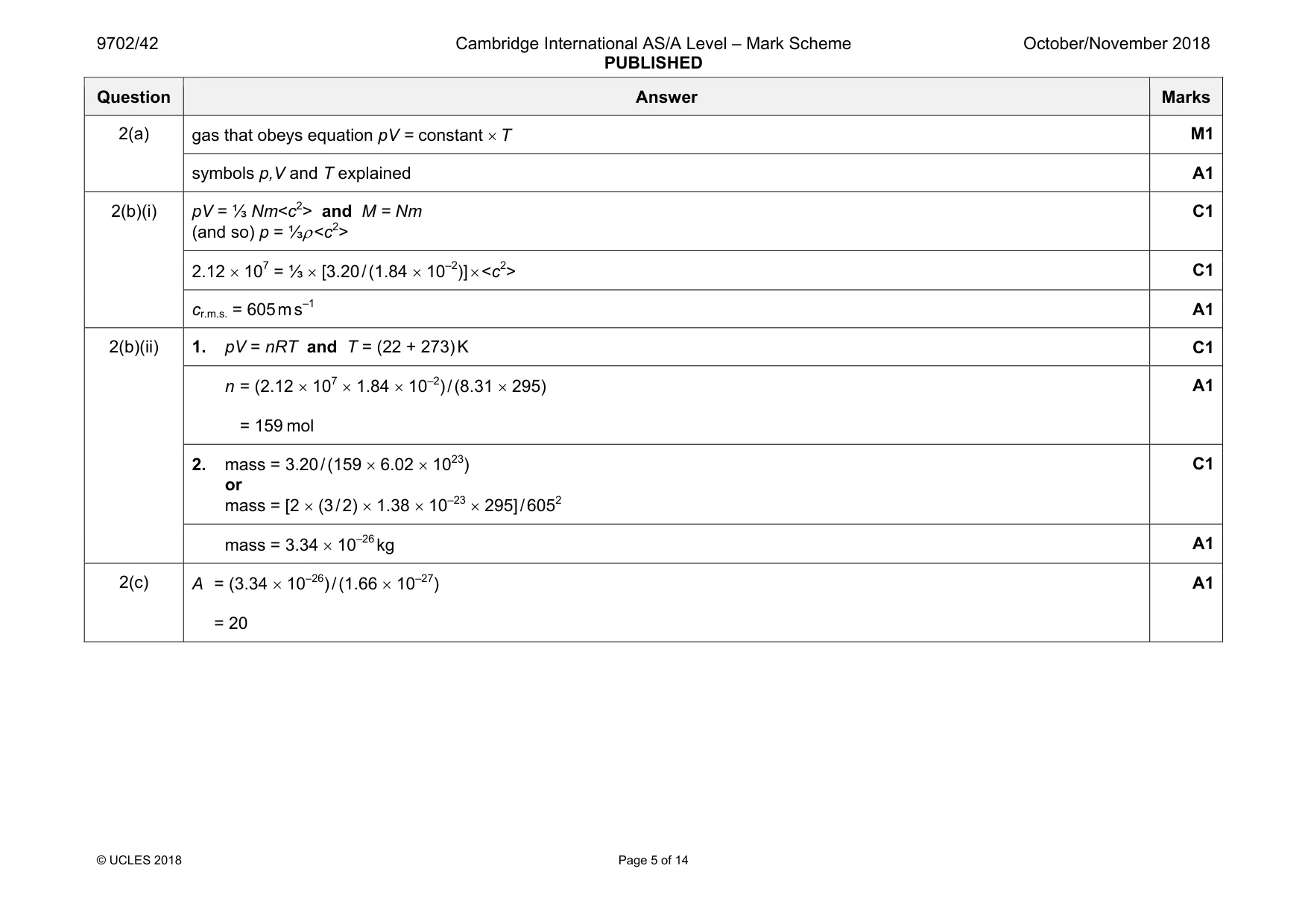 Mark scheme, page 5 of 14