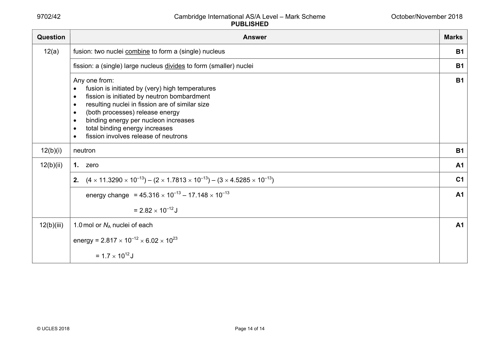 Mark scheme, page 14 of 14