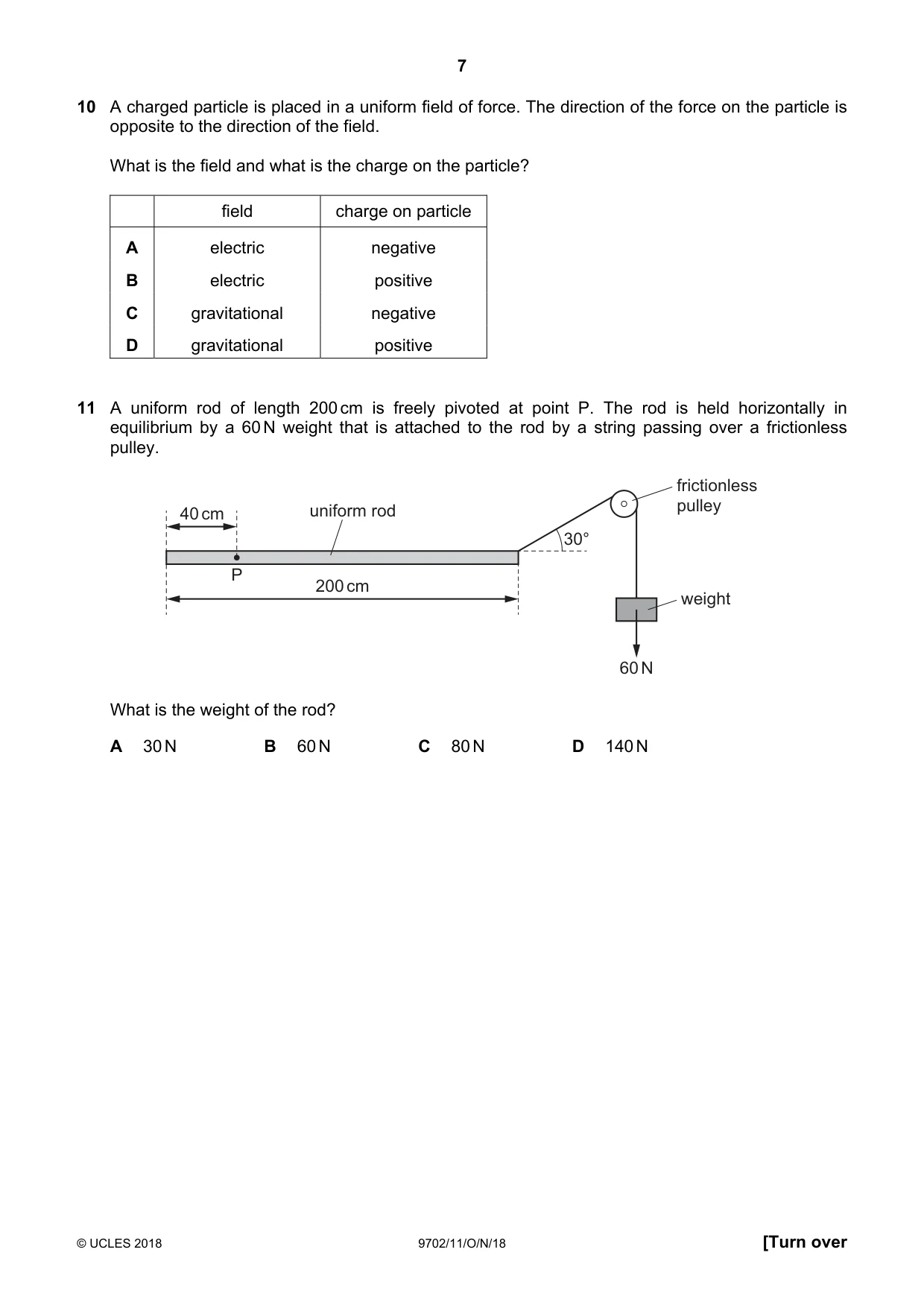 Cambridge A Level Physics 9702 2018 Oct/Nov Paper 1 · Variant 1 question paper, page 7 of 24