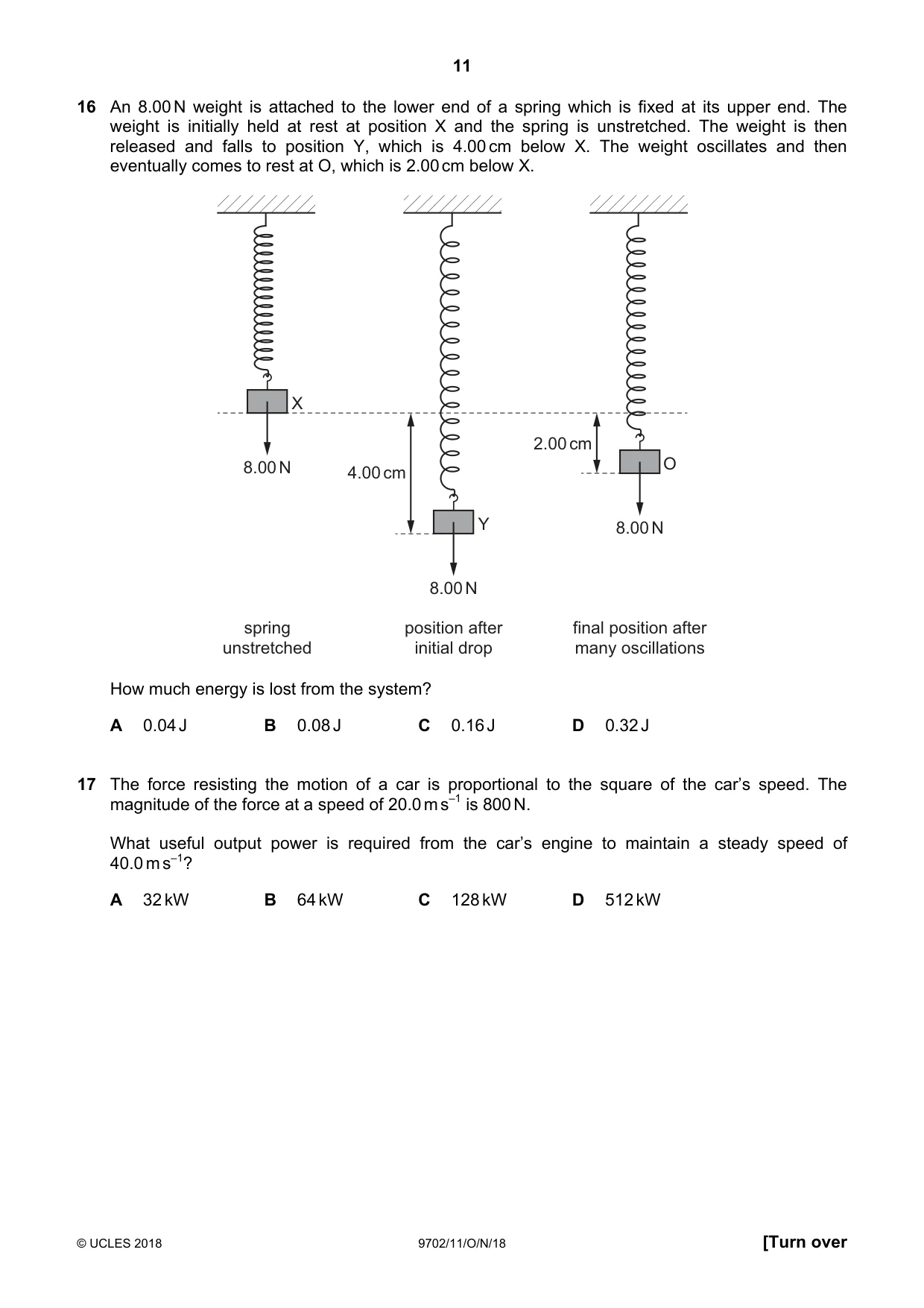 Cambridge A Level Physics 9702 2018 Oct/Nov Paper 1 · Variant 1 question paper, page 11 of 24