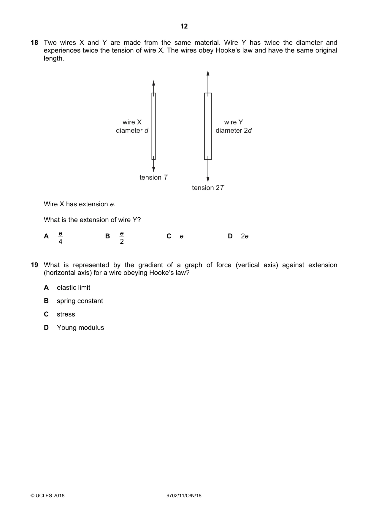 Cambridge A Level Physics 9702 2018 Oct/Nov Paper 1 · Variant 1 question paper, page 12 of 24