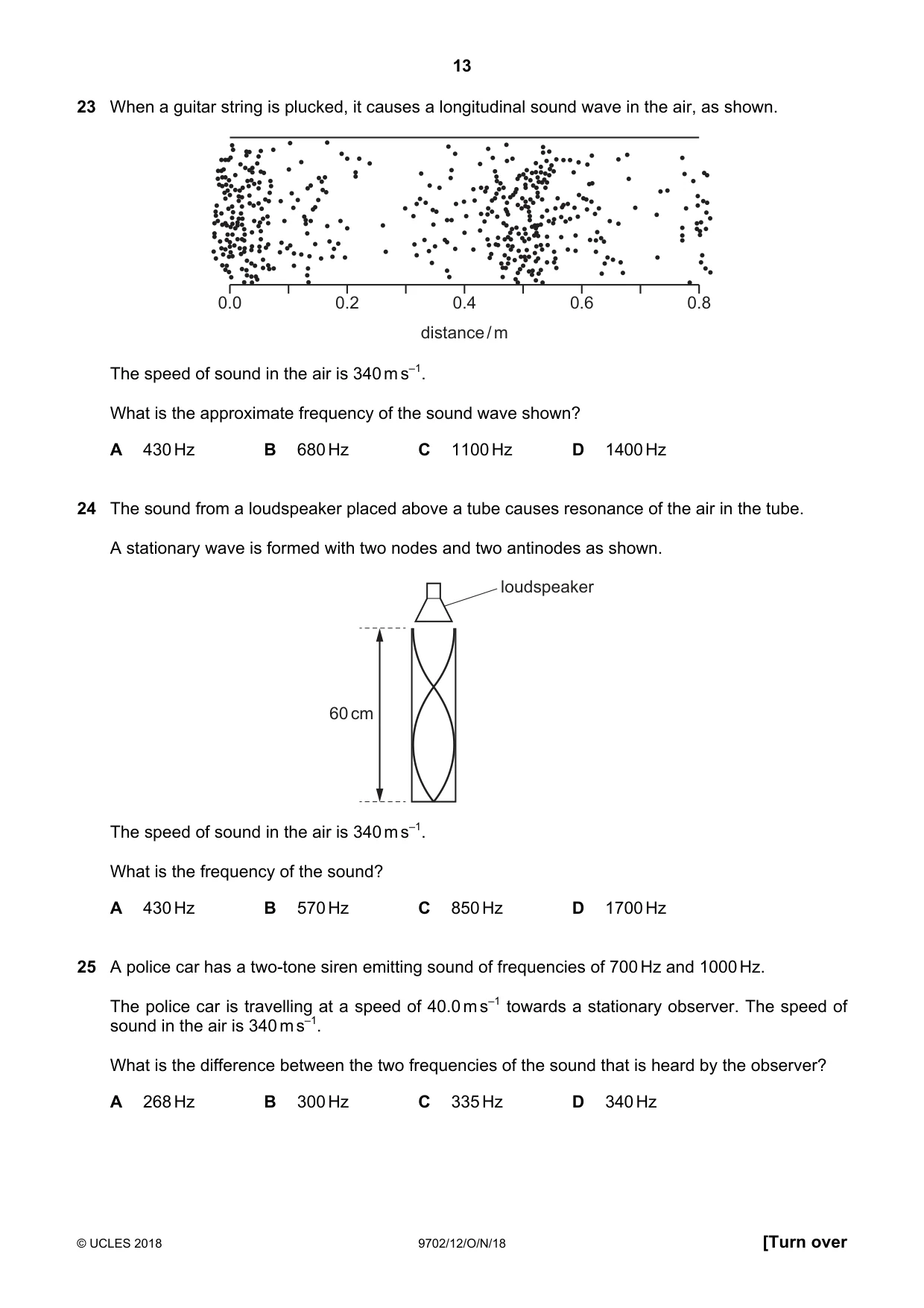 Cambridge A Level Physics 9702 2018 Oct/Nov Paper 1 · Variant 2 question paper, page 13 of 20