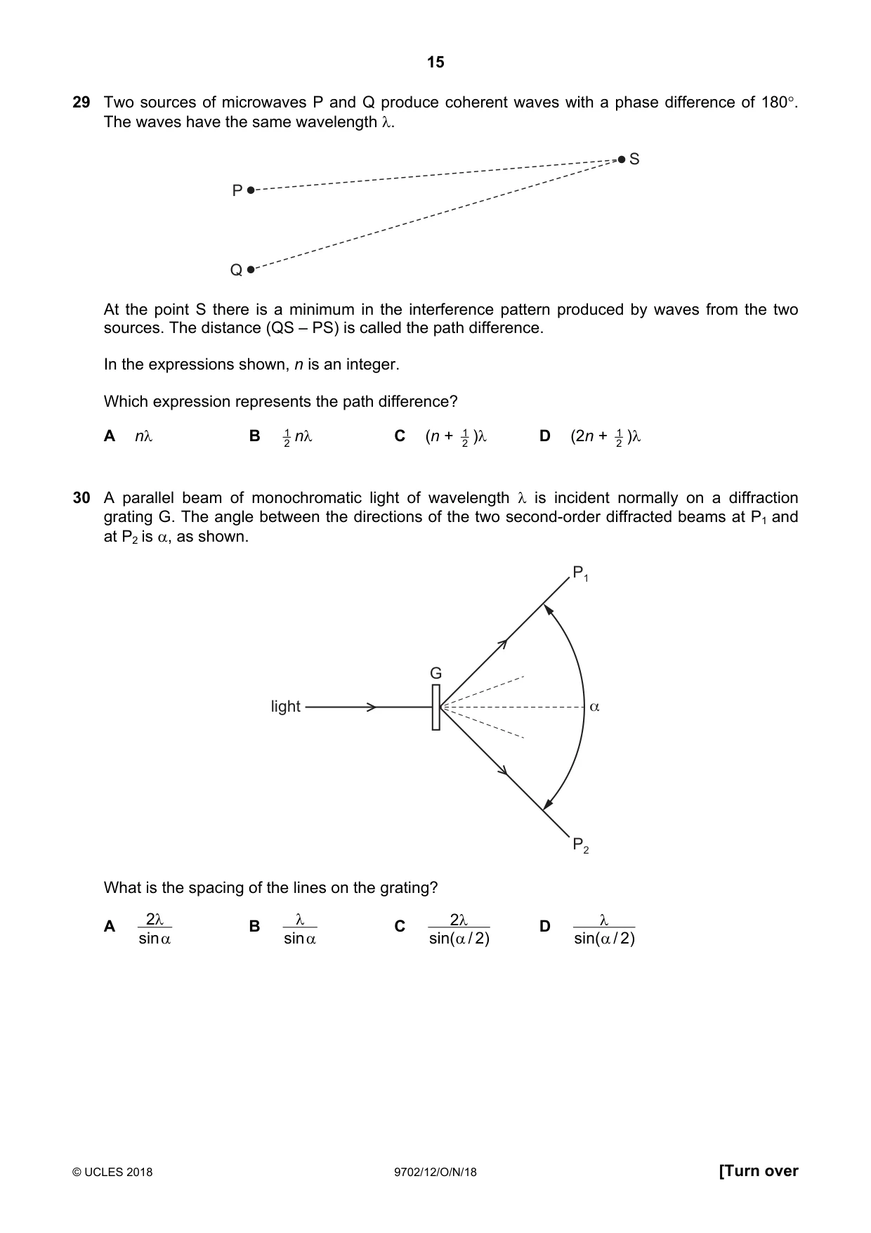 Cambridge A Level Physics 9702 2018 Oct/Nov Paper 1 · Variant 2 question paper, page 15 of 20