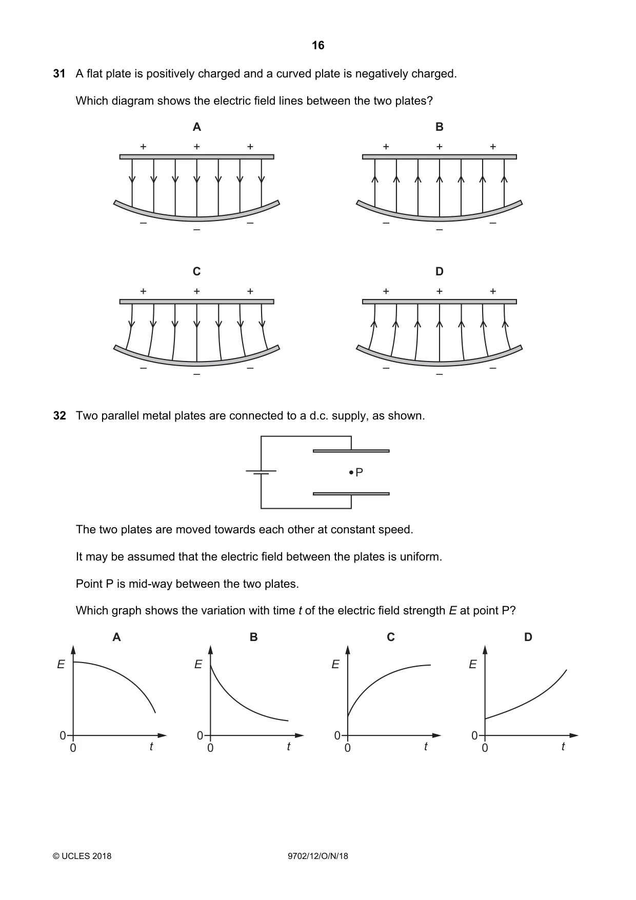Cambridge A Level Physics 9702 2018 Oct/Nov Paper 1 · Variant 2 question paper, page 16 of 20