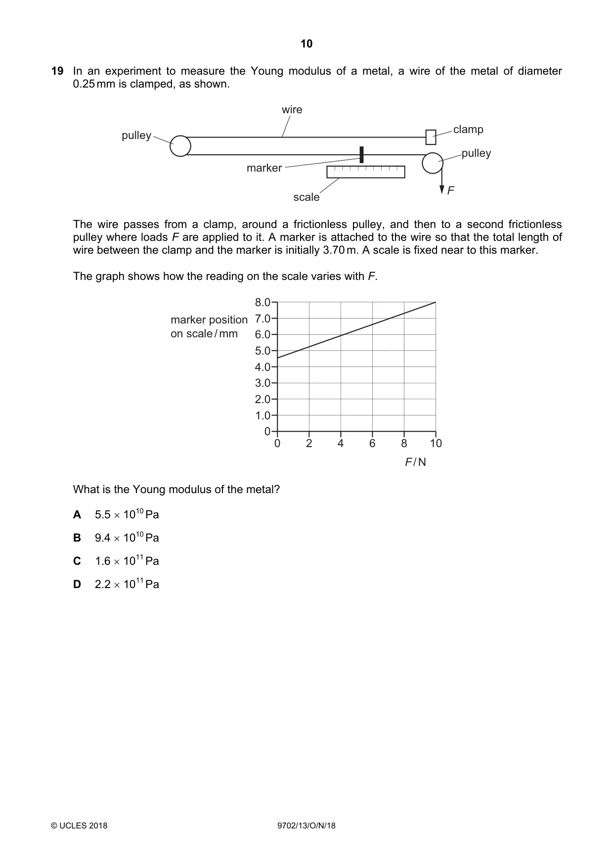 Cambridge A Level Physics 9702 2018 Oct/Nov Paper 1 · Variant 3 question paper, page 10 of 20