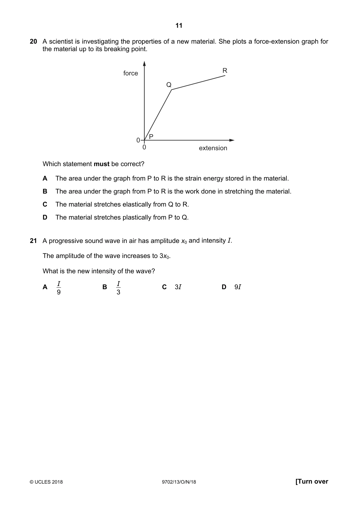 Cambridge A Level Physics 9702 2018 Oct/Nov Paper 1 · Variant 3 question paper, page 11 of 20