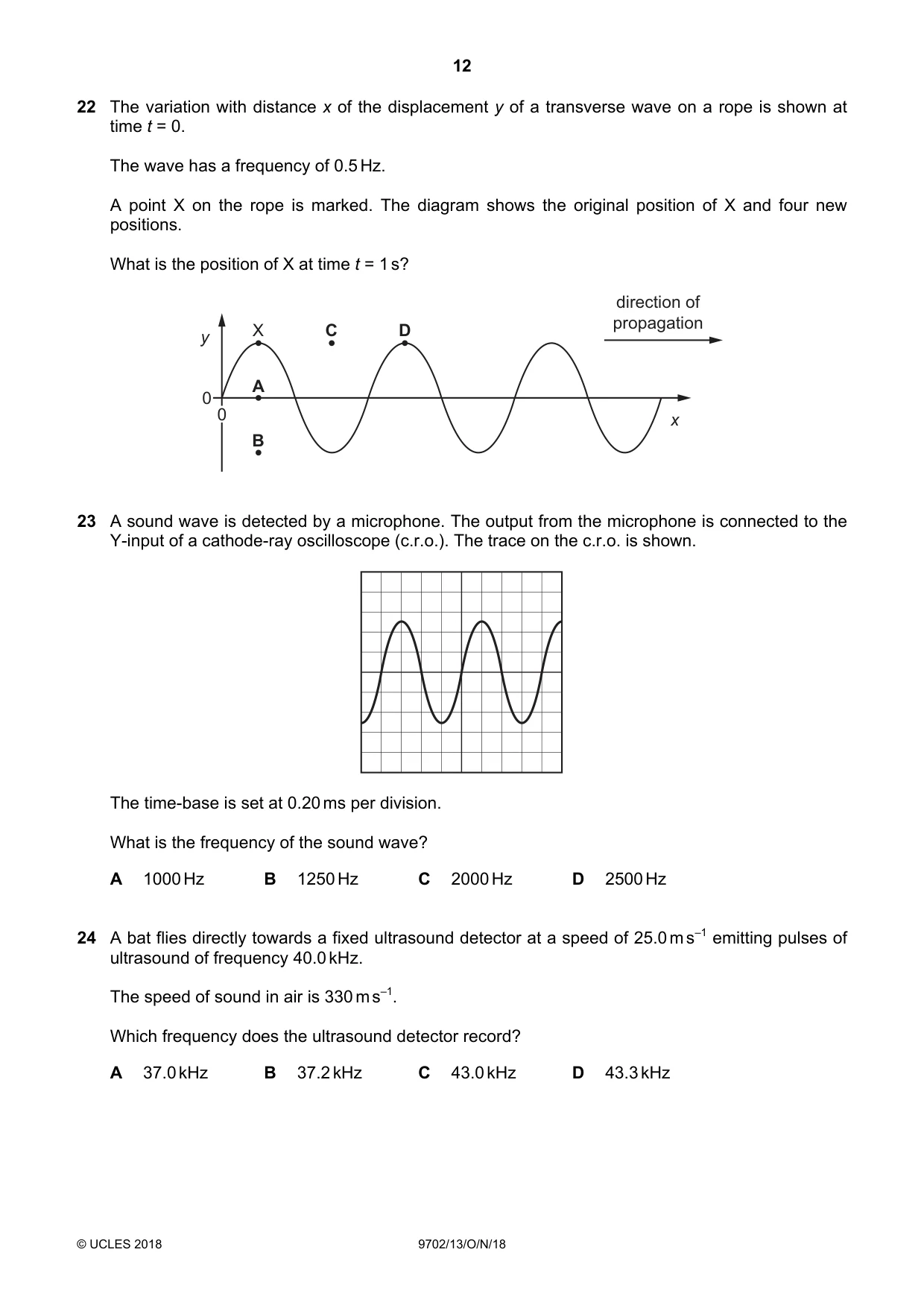 Cambridge A Level Physics 9702 2018 Oct/Nov Paper 1 · Variant 3 question paper, page 12 of 20