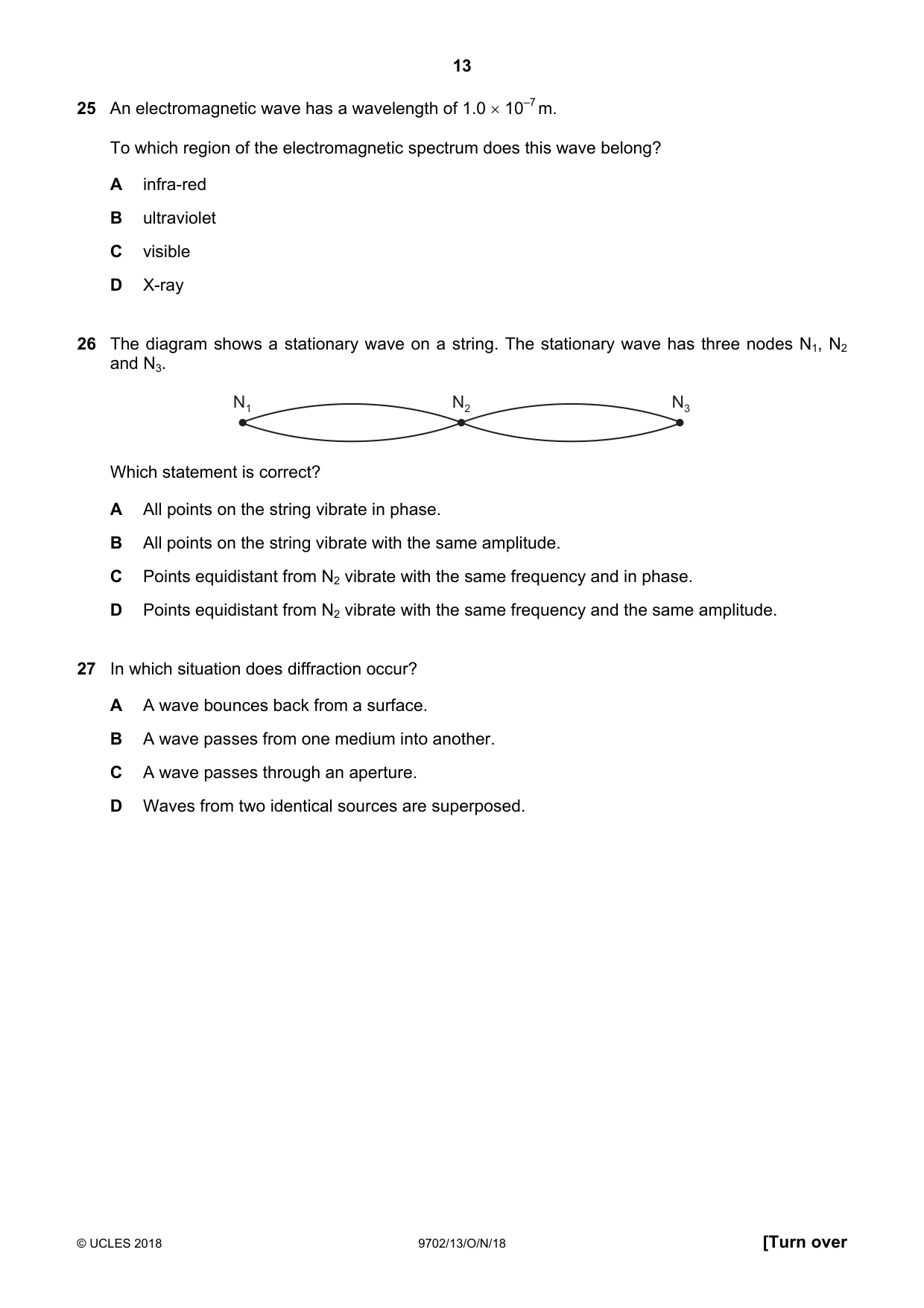 Cambridge A Level Physics 9702 2018 Oct/Nov Paper 1 · Variant 3 question paper, page 13 of 20