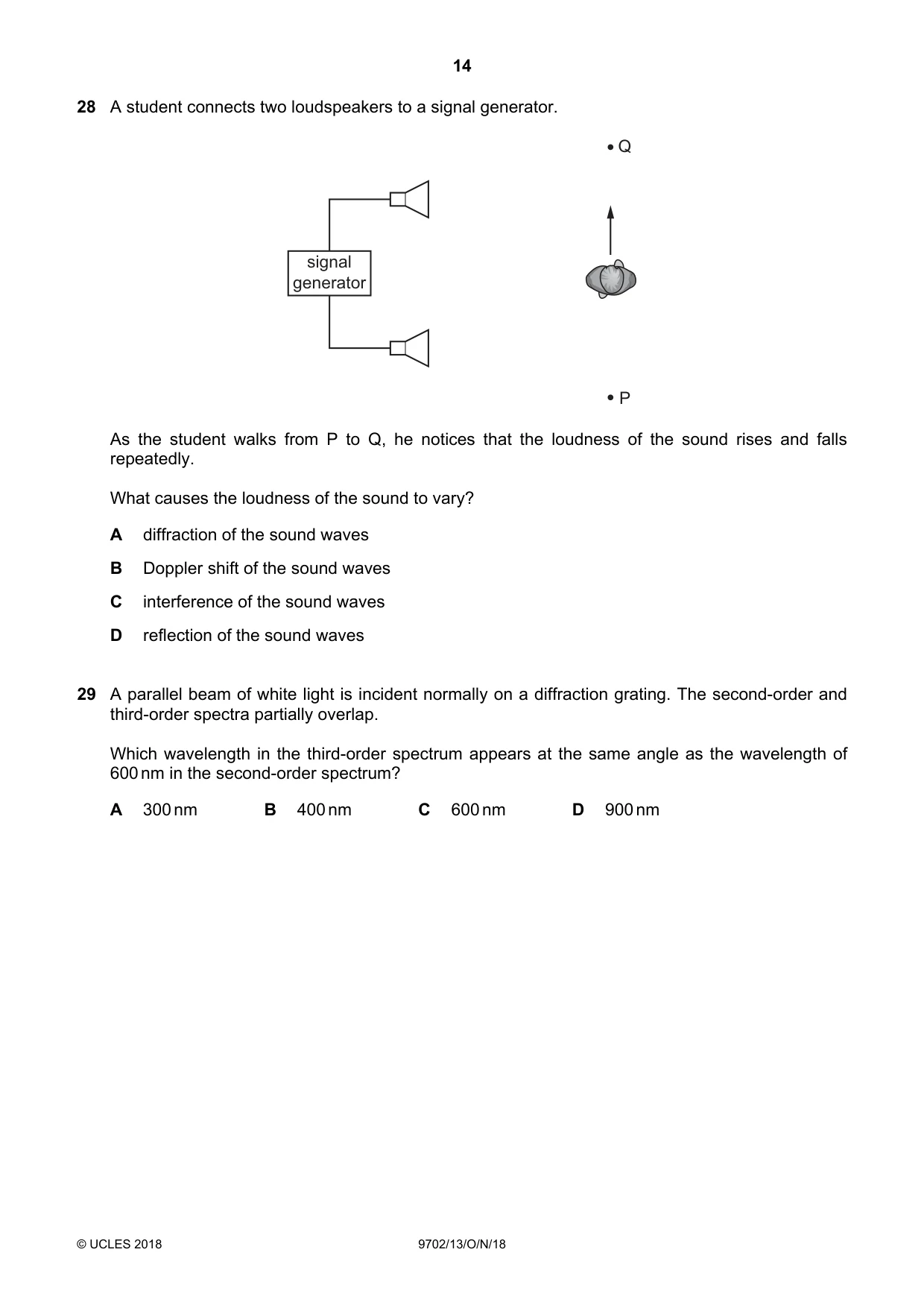 Cambridge A Level Physics 9702 2018 Oct/Nov Paper 1 · Variant 3 question paper, page 14 of 20