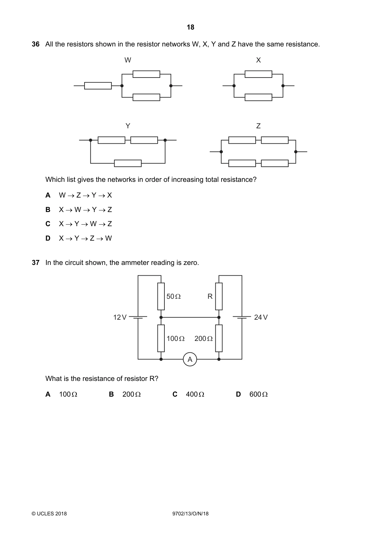Cambridge A Level Physics 9702 2018 Oct/Nov Paper 1 · Variant 3 question paper, page 18 of 20