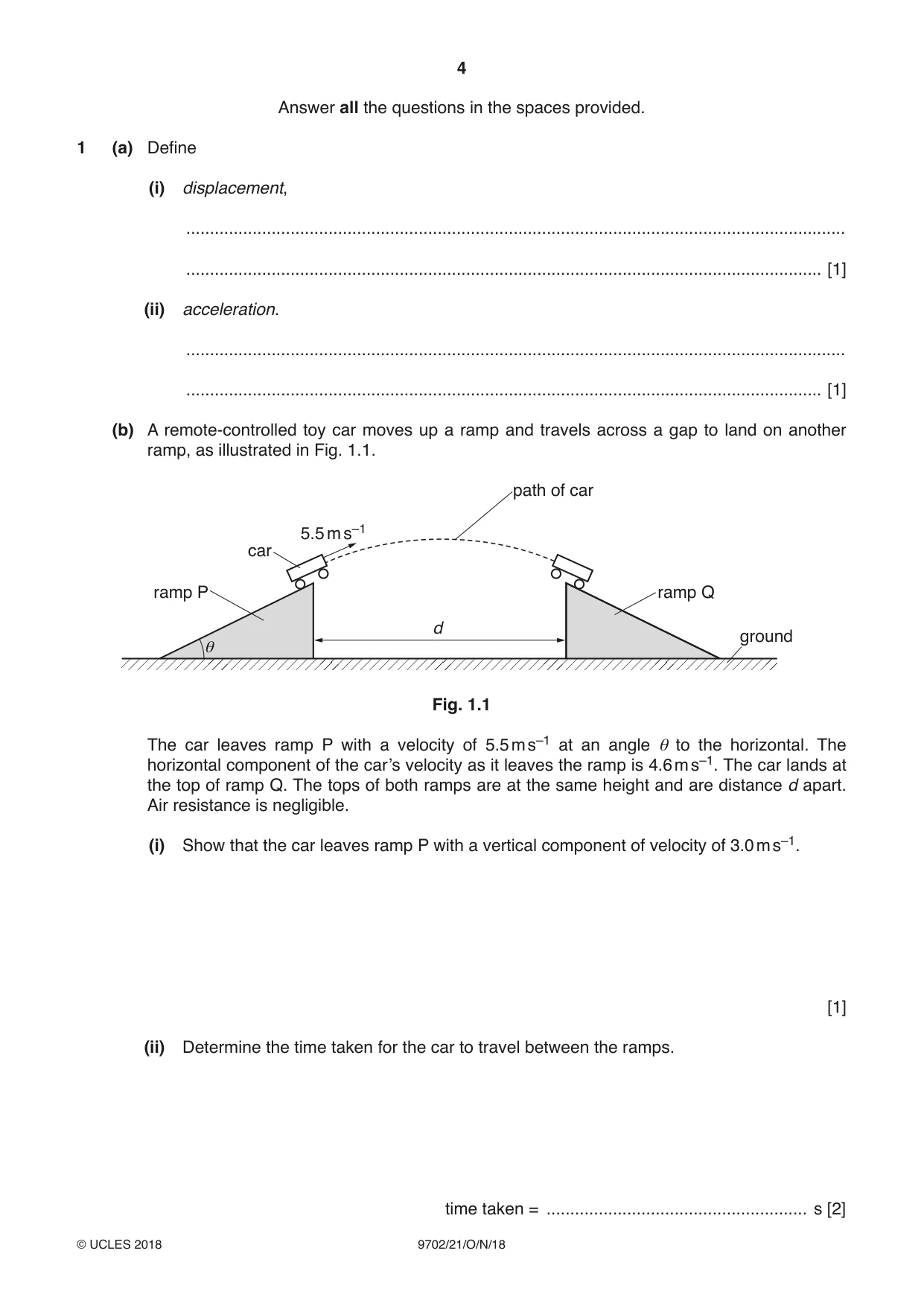 Cambridge A Level Physics 9702 2018 Oct/Nov Paper 2 · Variant 1 question paper, page 4 of 16