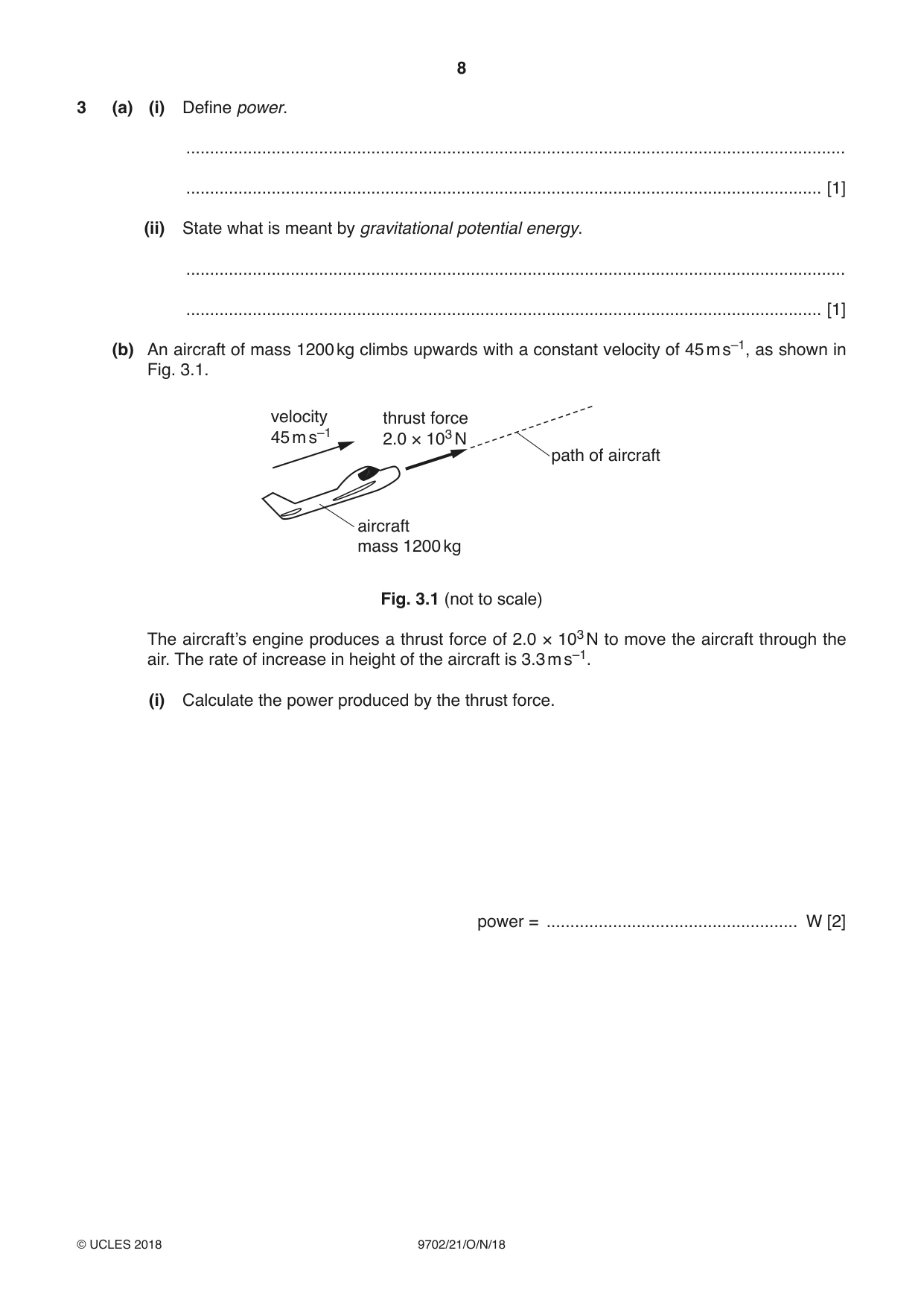 Cambridge A Level Physics 9702 2018 Oct/Nov Paper 2 · Variant 1 question paper, page 8 of 16