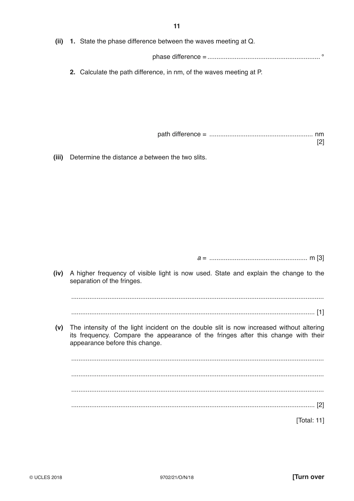 Cambridge A Level Physics 9702 2018 Oct/Nov Paper 2 · Variant 1 question paper, page 11 of 16